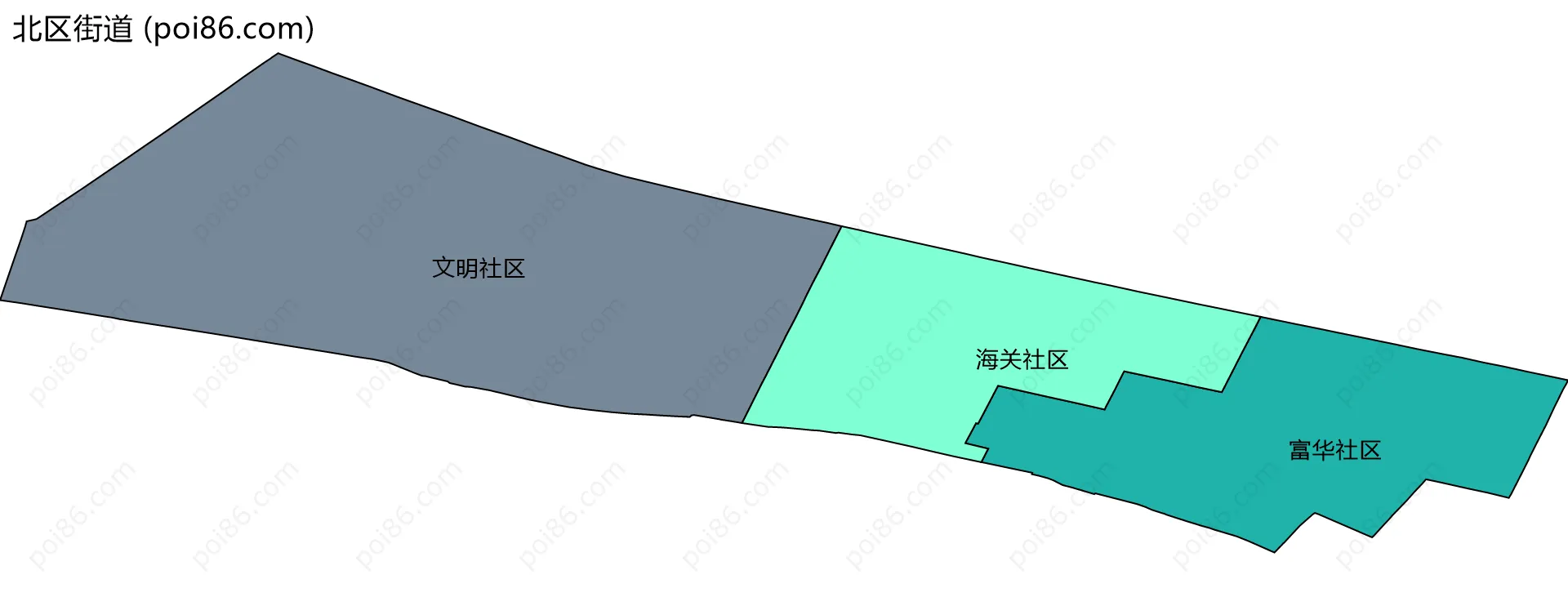 北区街道边界地图(五级行政区划)