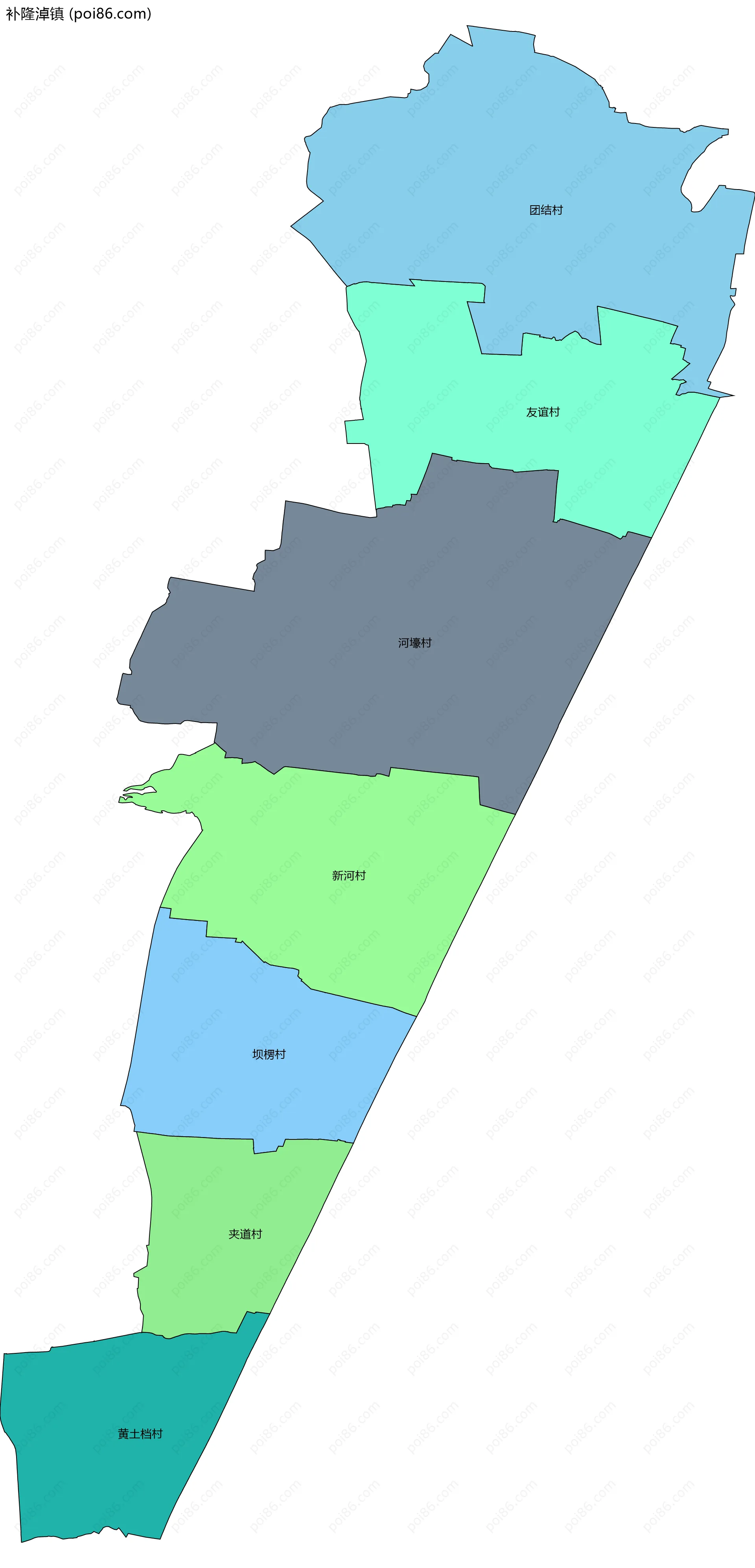 补隆淖镇边界地图(五级行政区划)