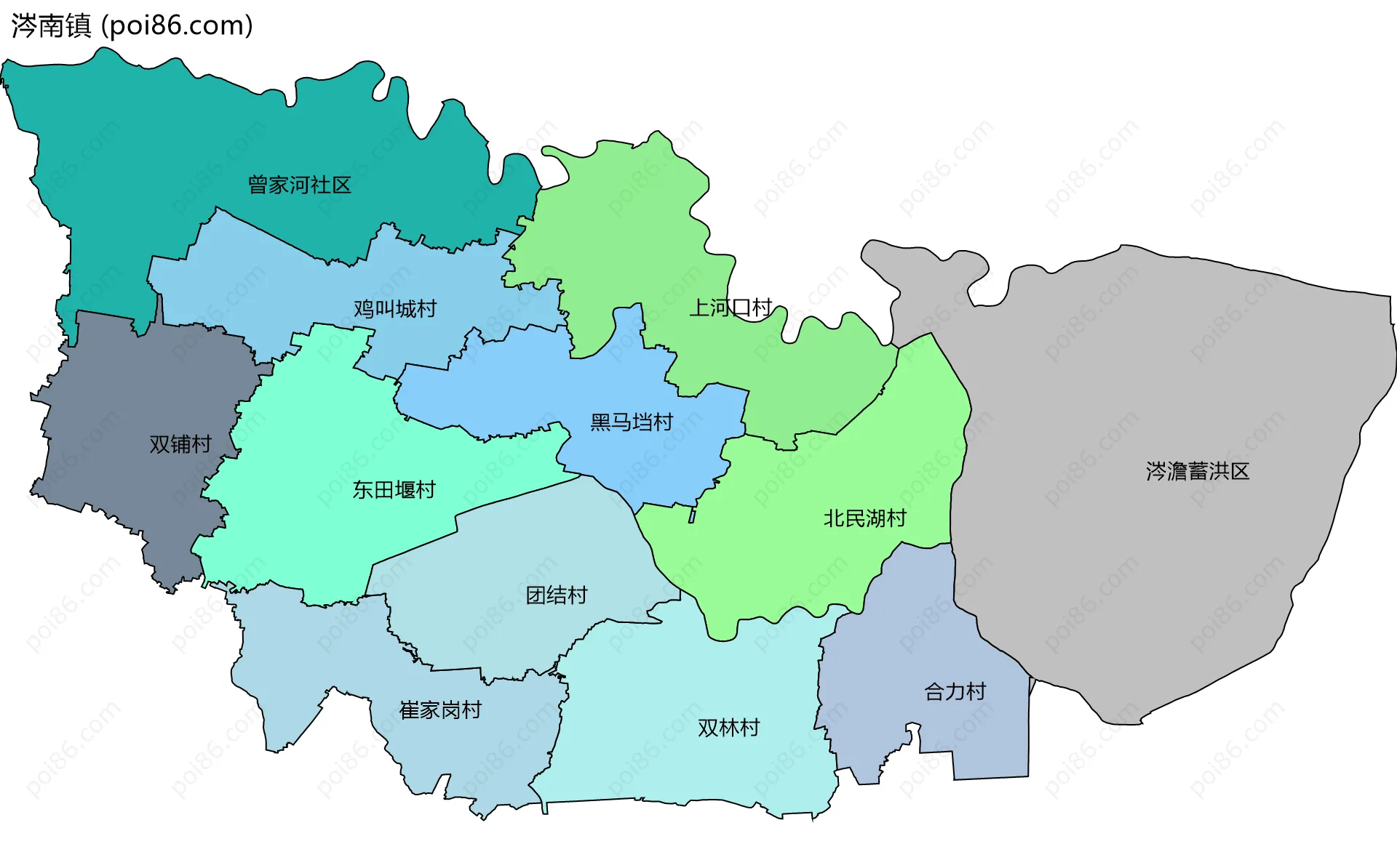 涔南镇边界地图(五级行政区划)