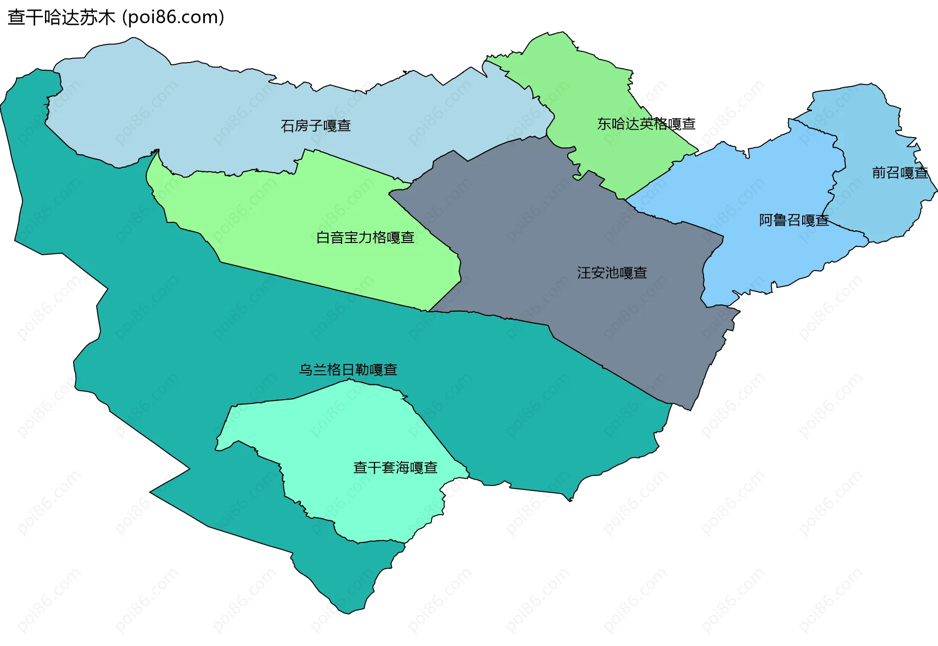 查干哈达苏木边界地图(五级行政区划)