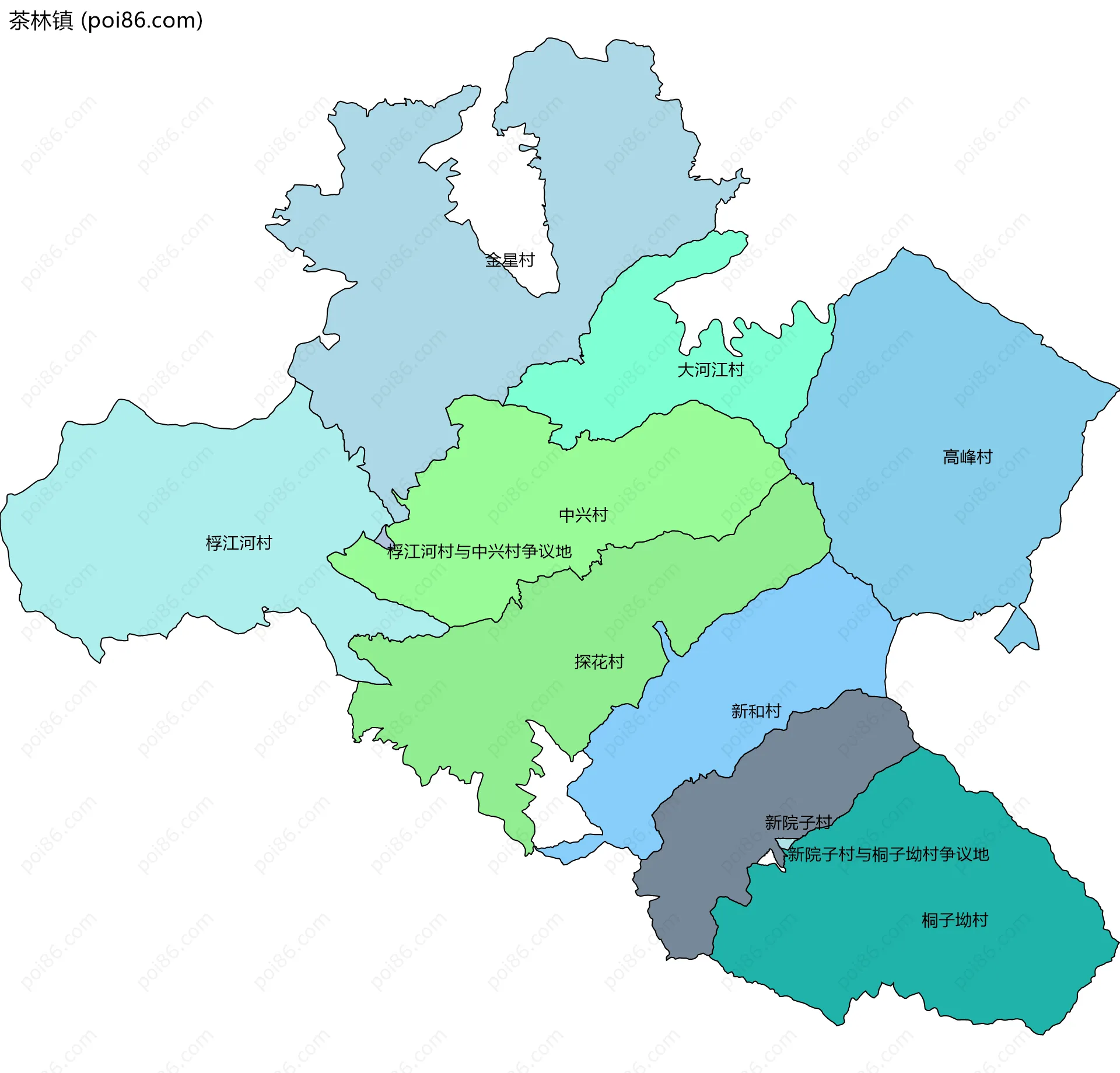 茶林镇边界地图(五级行政区划)