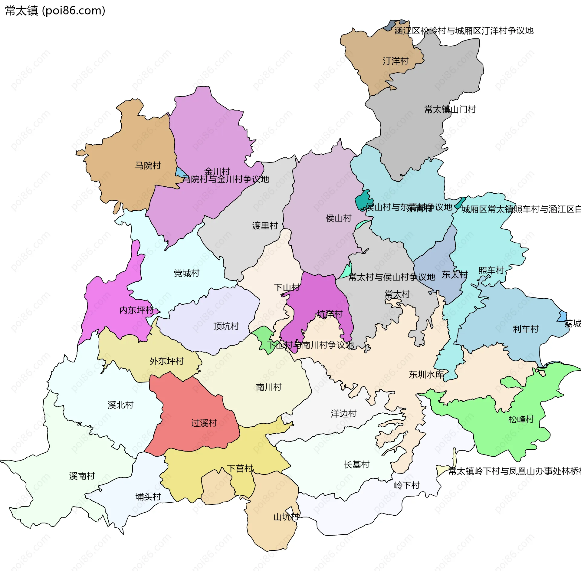 常太镇边界地图(五级行政区划)