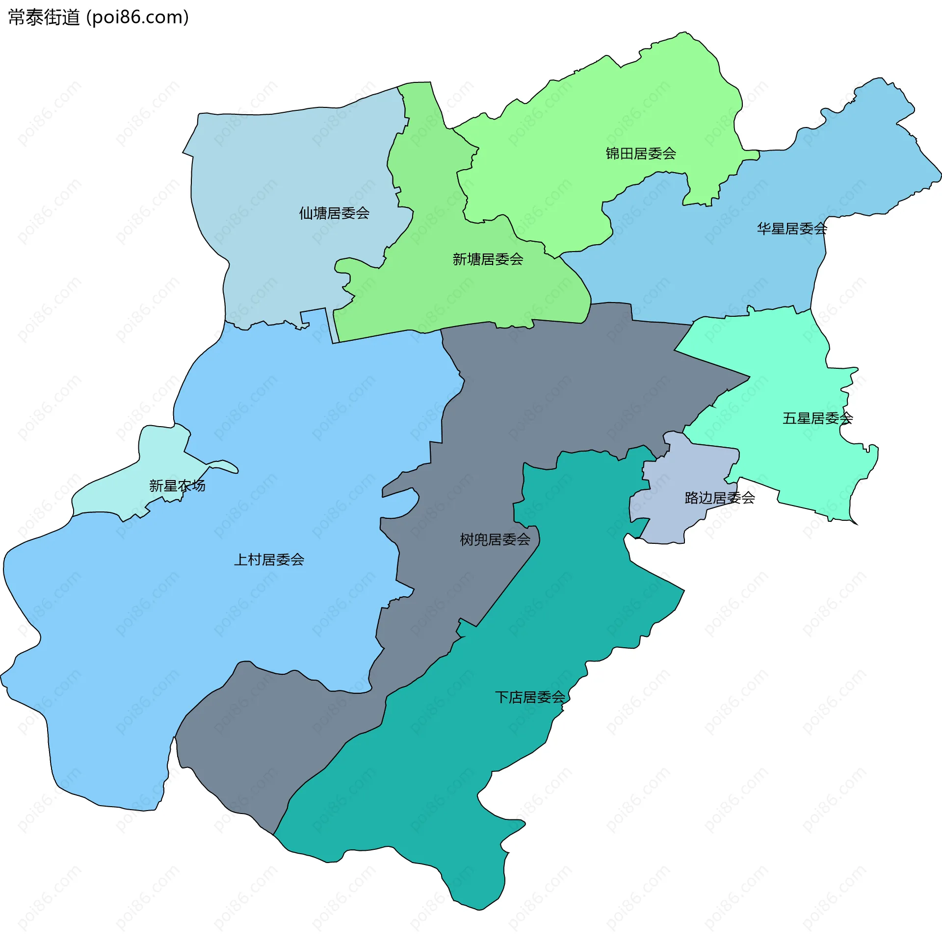 常泰街道边界地图(五级行政区划)