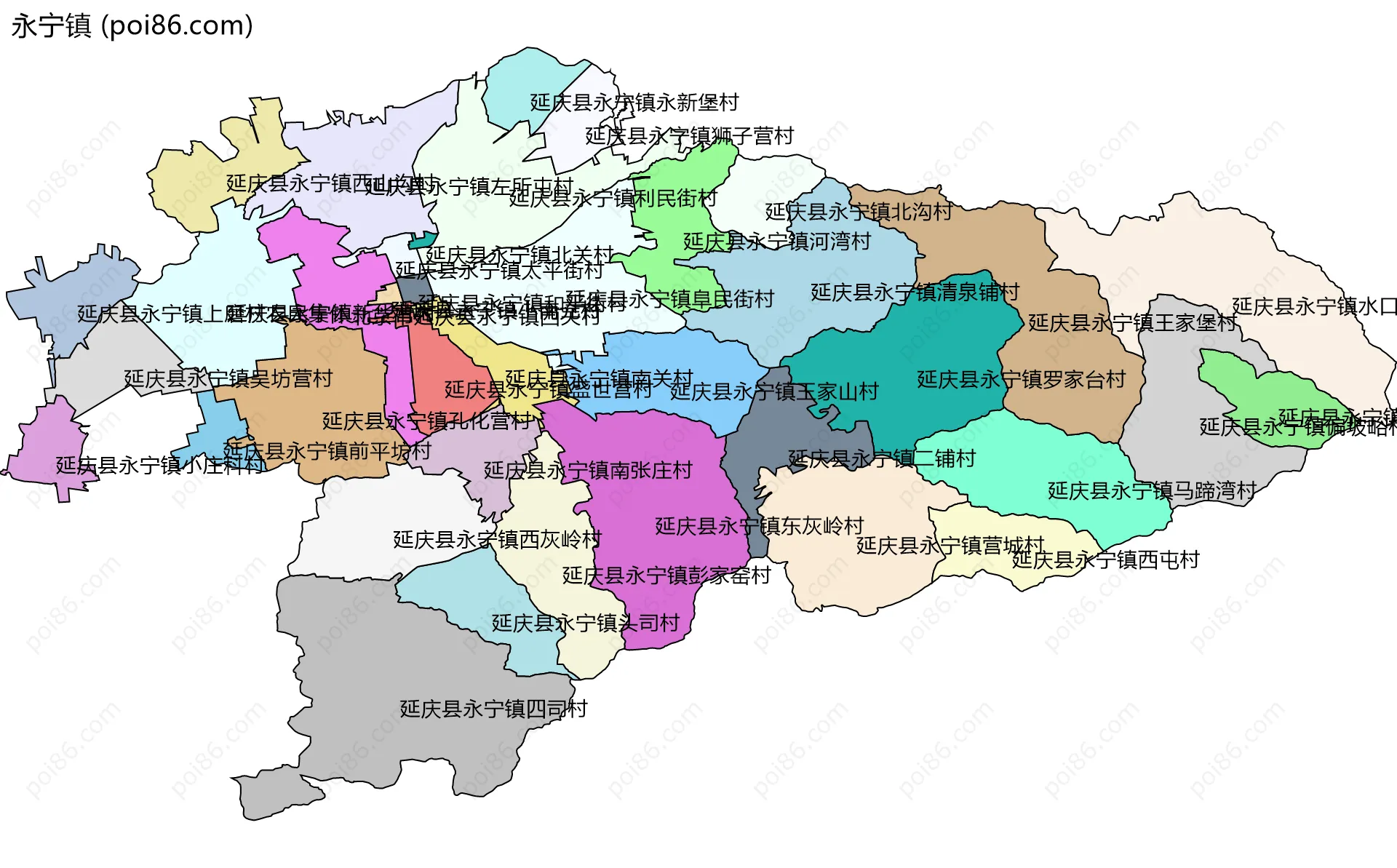 永宁镇边界地图(五级行政区划)