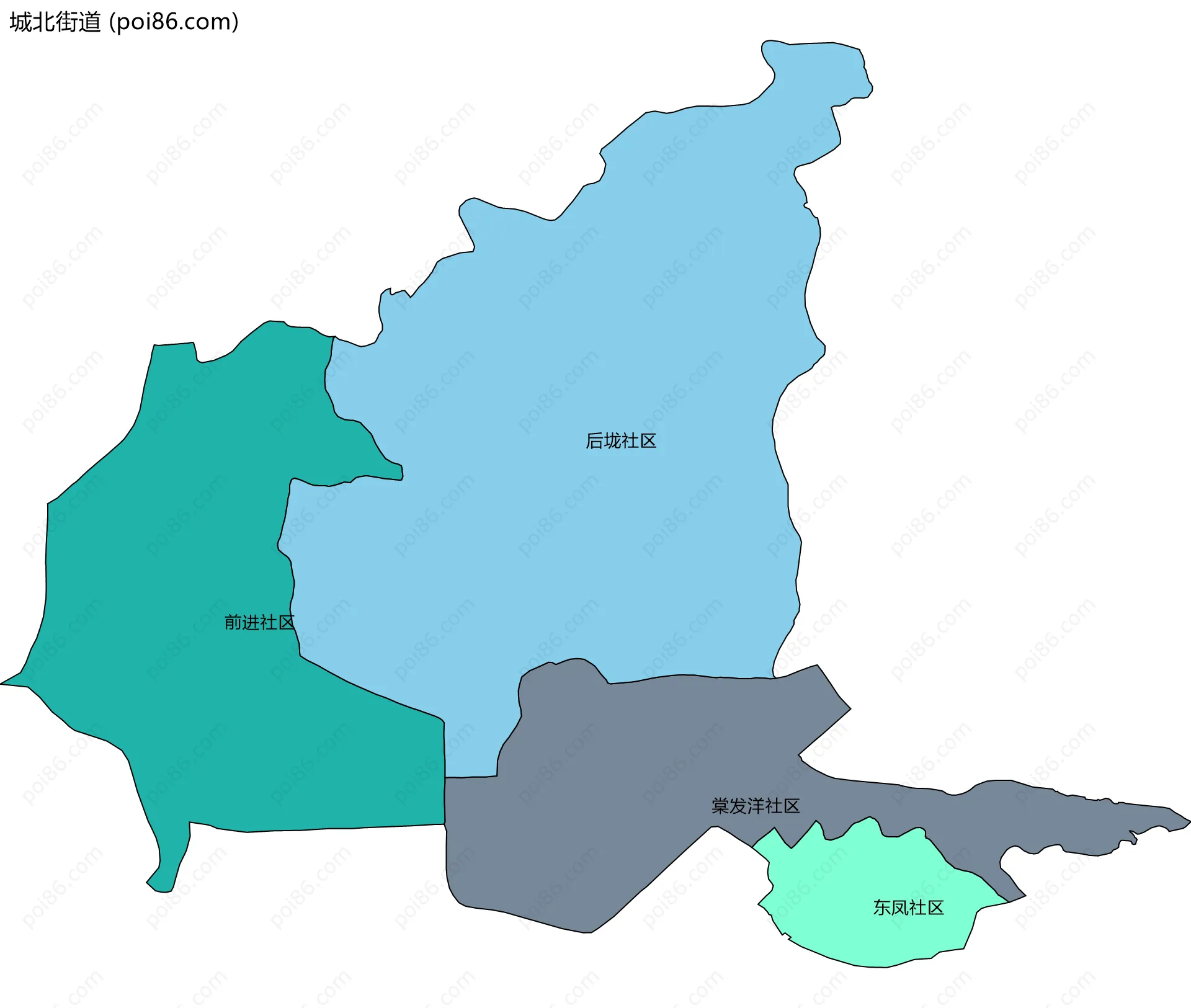 城北街道边界地图(五级行政区划)