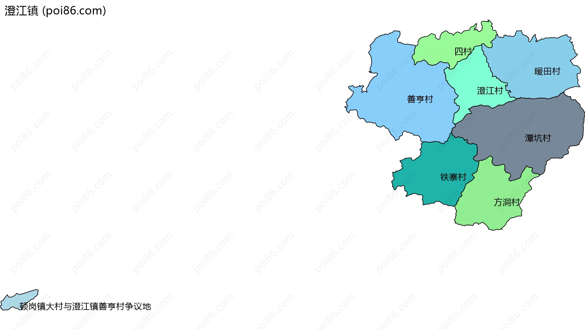 澄江镇边界地图(五级行政区划)