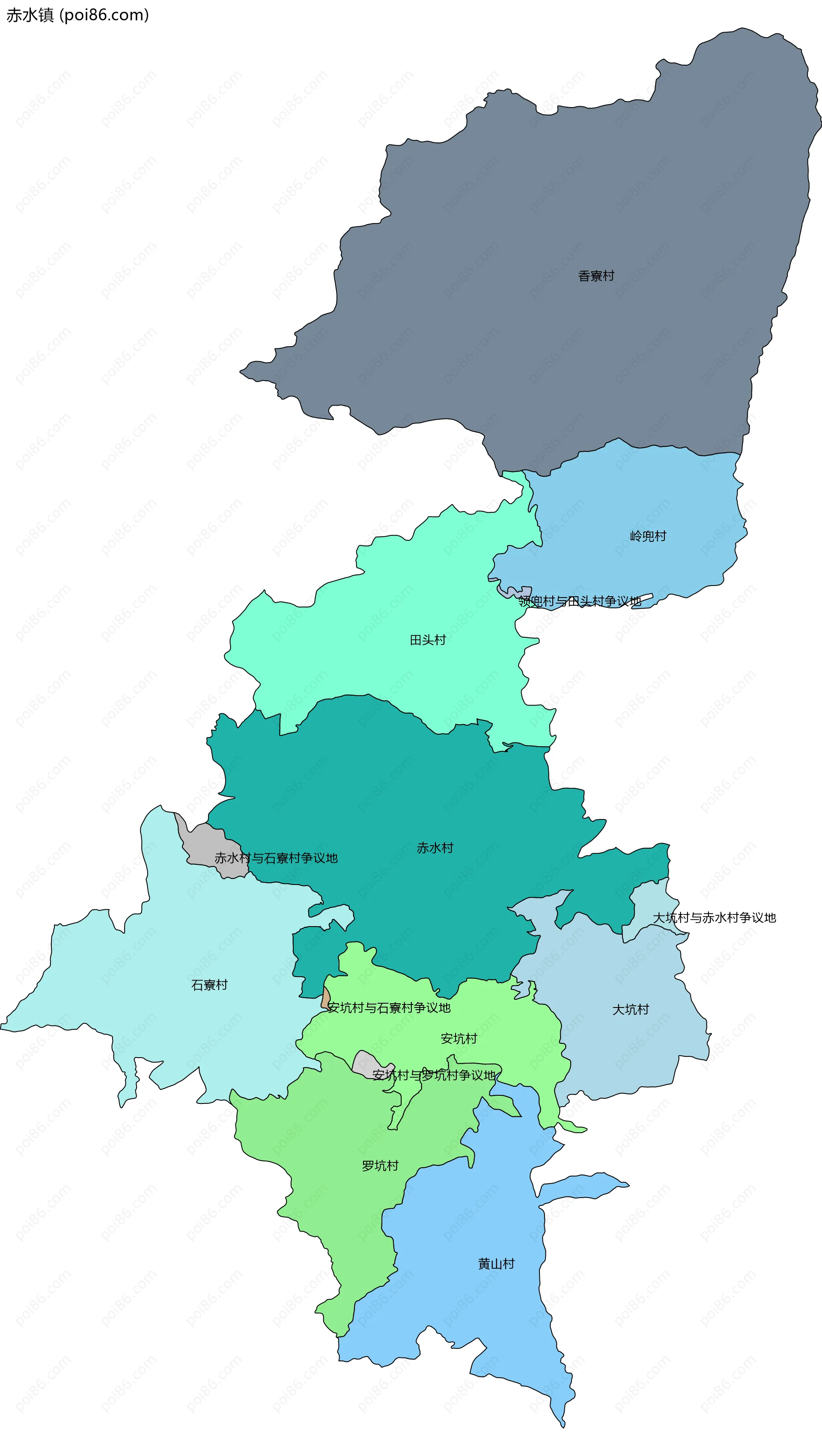 赤水镇边界地图(五级行政区划)