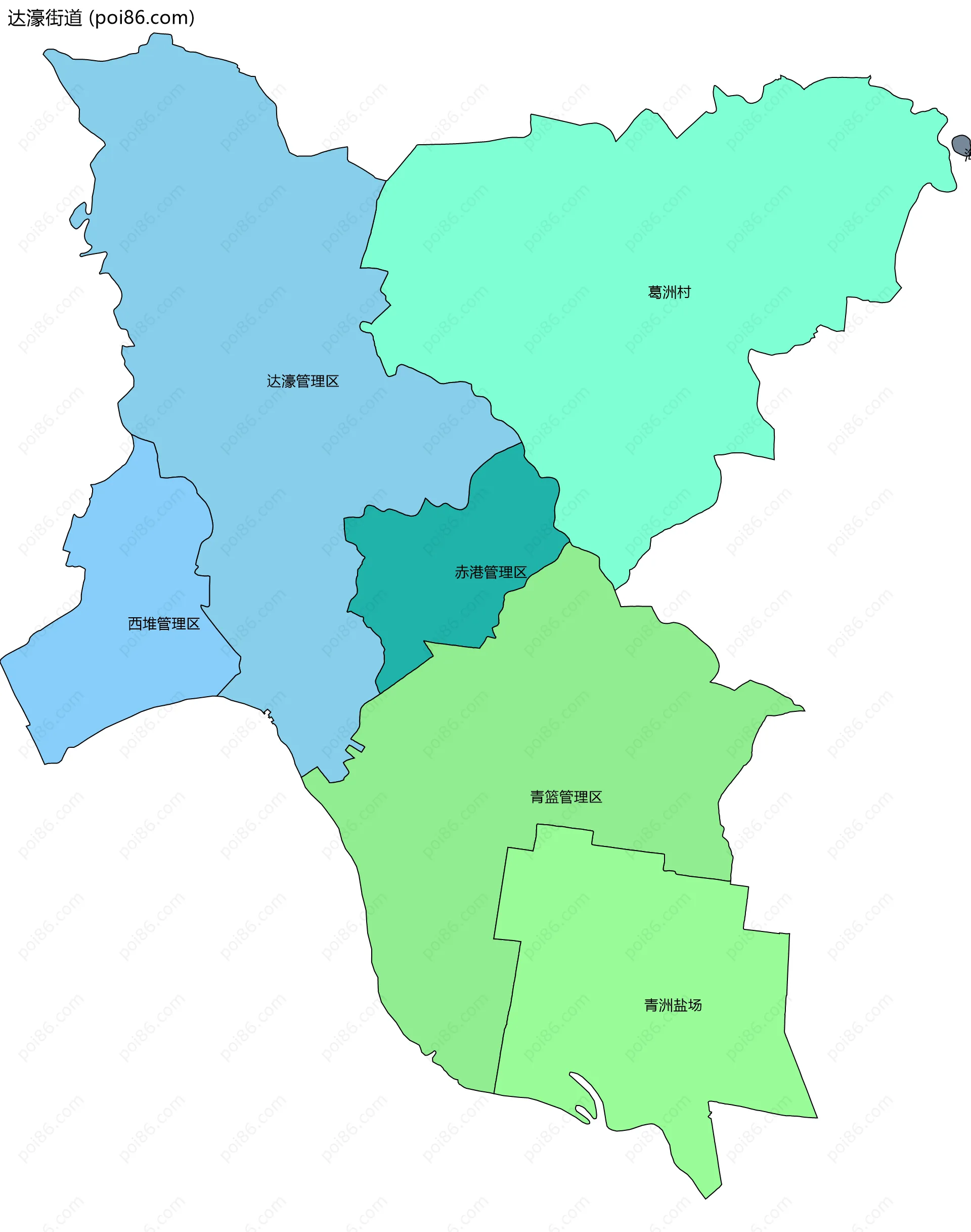 达濠街道边界地图(五级行政区划)