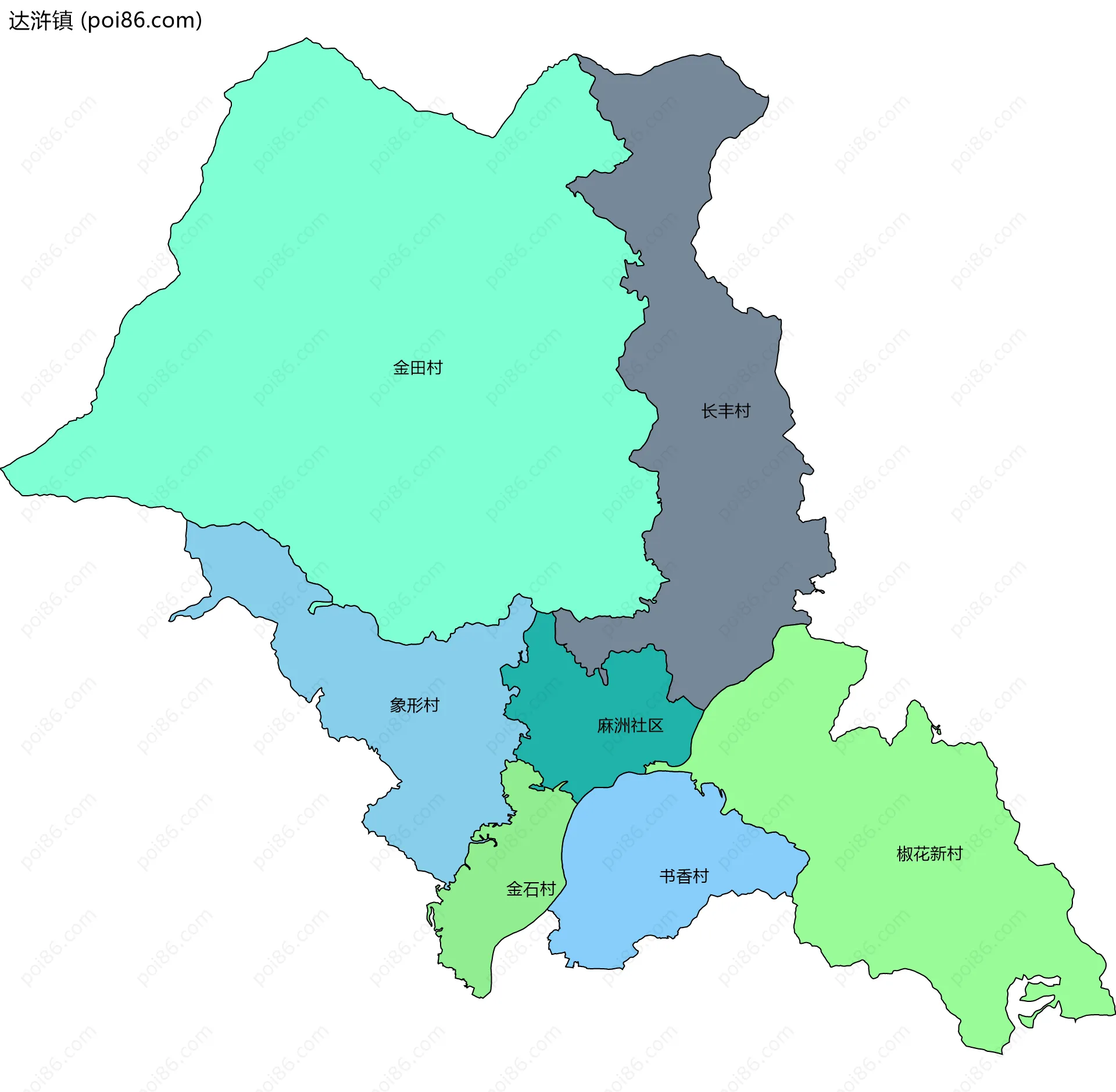 达浒镇边界地图(五级行政区划)