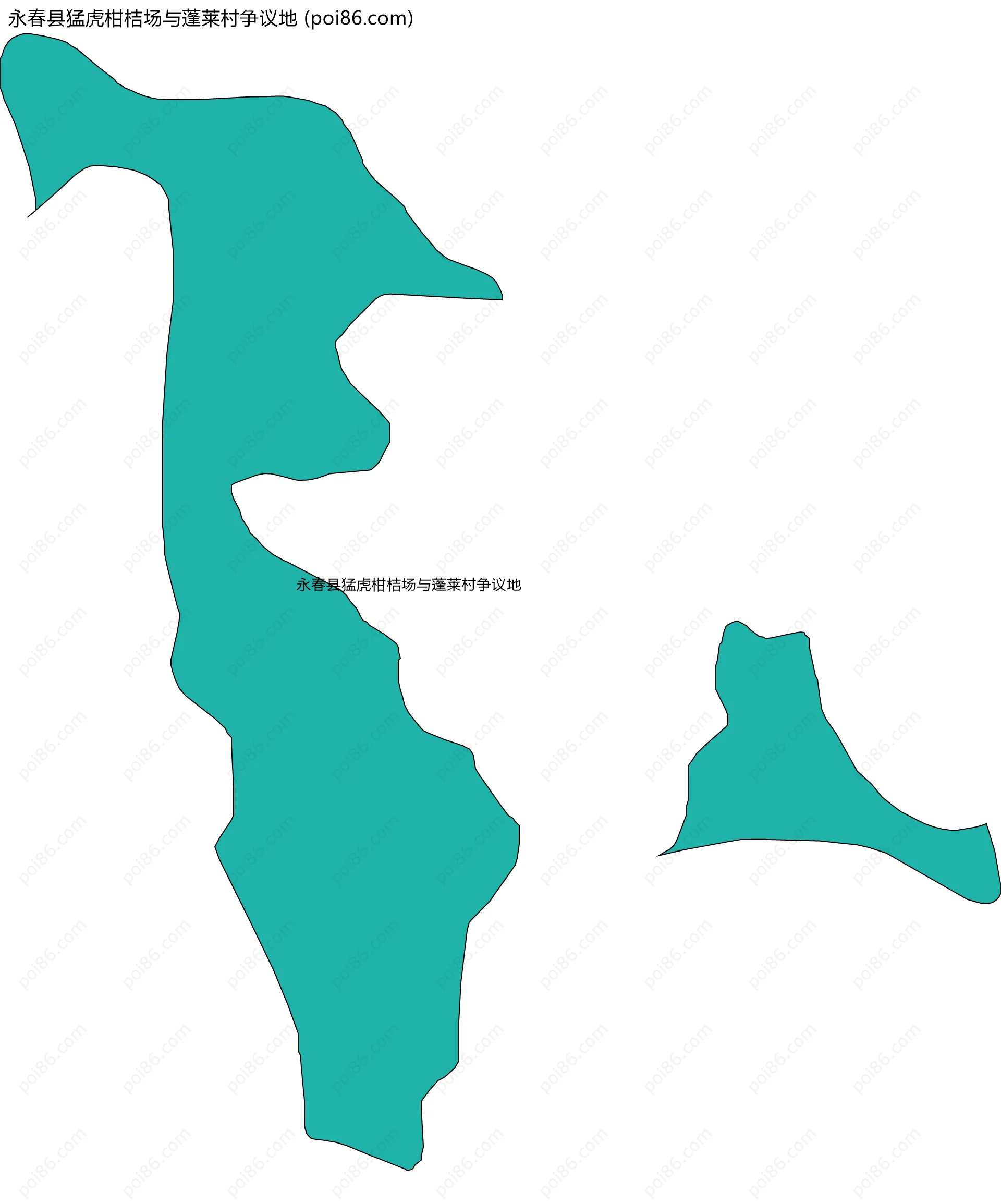 永春县猛虎柑桔场与蓬莱村争议地边界地图