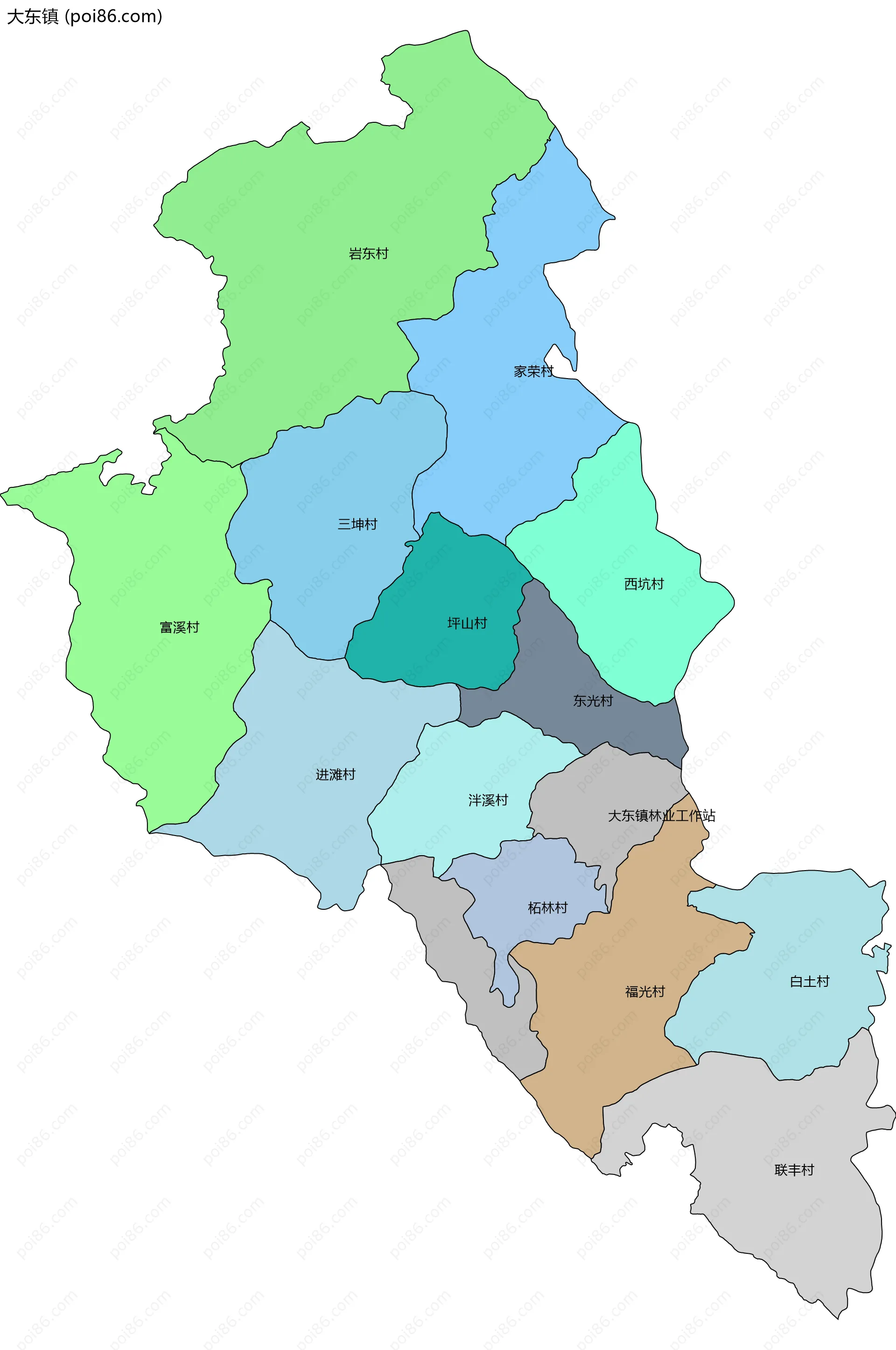 大东镇边界地图(五级行政区划)