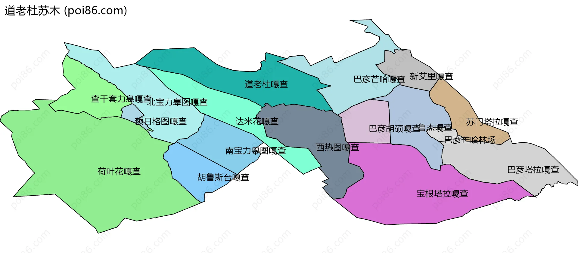 道老杜苏木边界地图(五级行政区划)