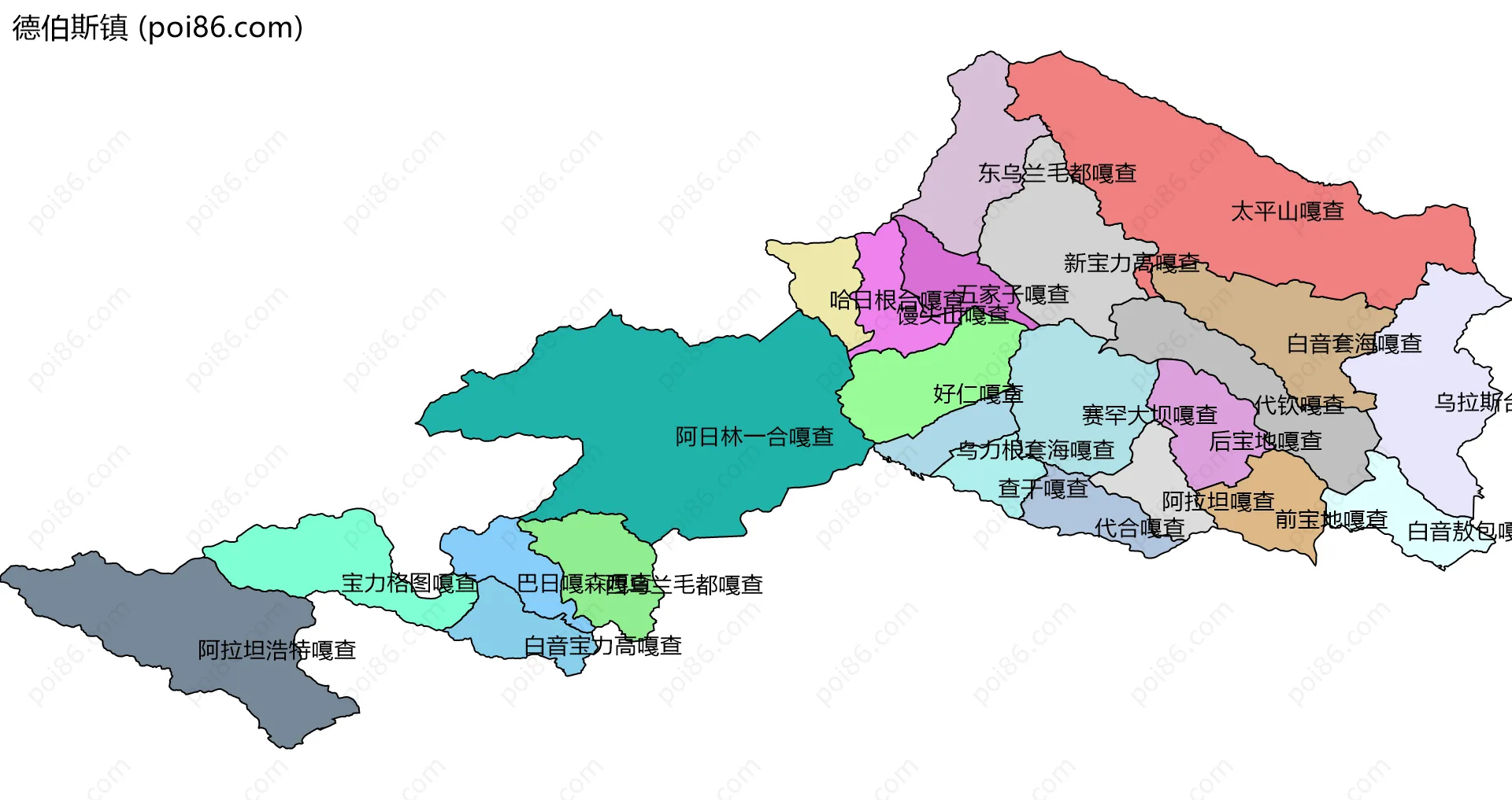 德伯斯镇边界地图(五级行政区划)