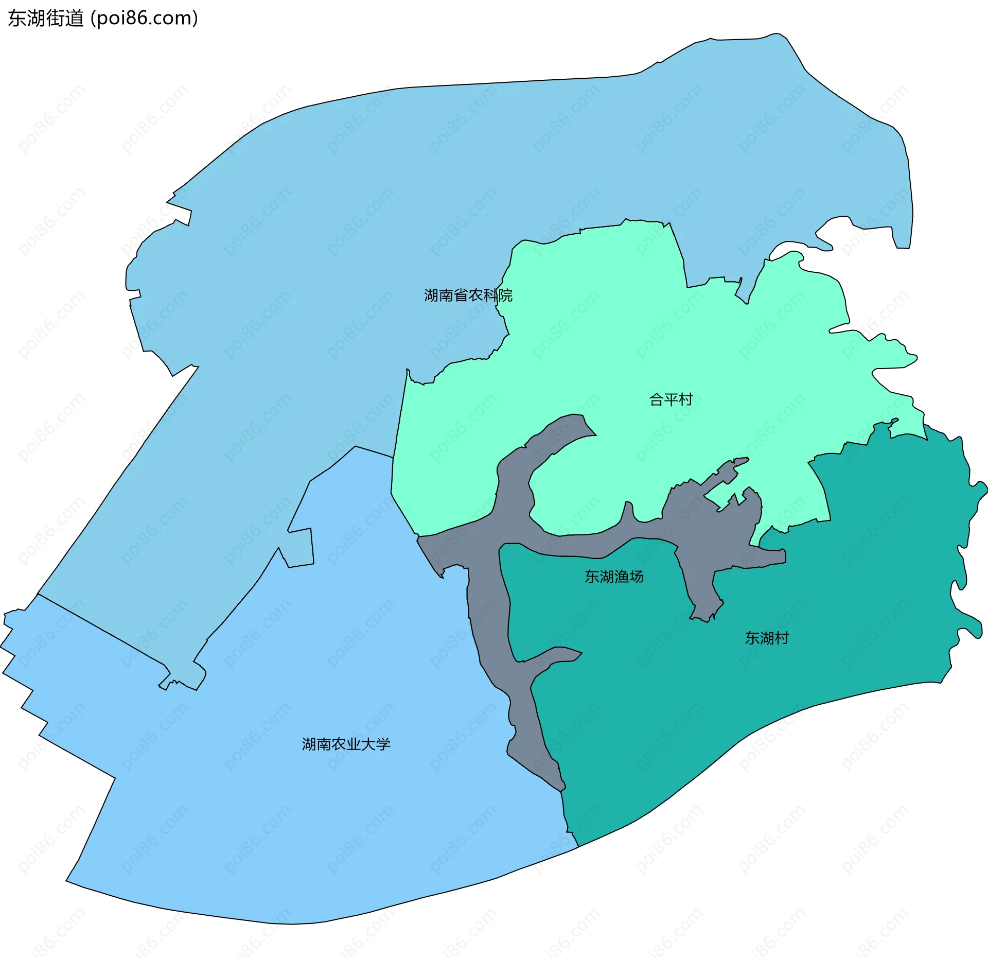 东湖街道边界地图(五级行政区划)
