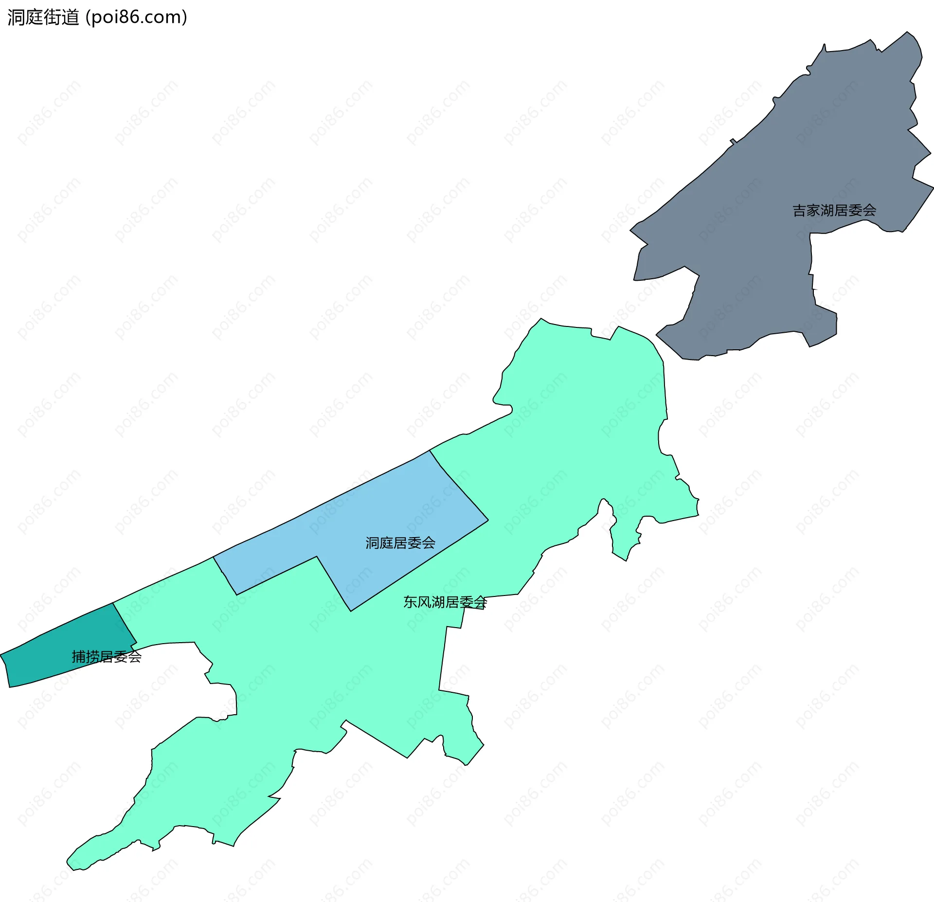 洞庭街道边界地图(五级行政区划)