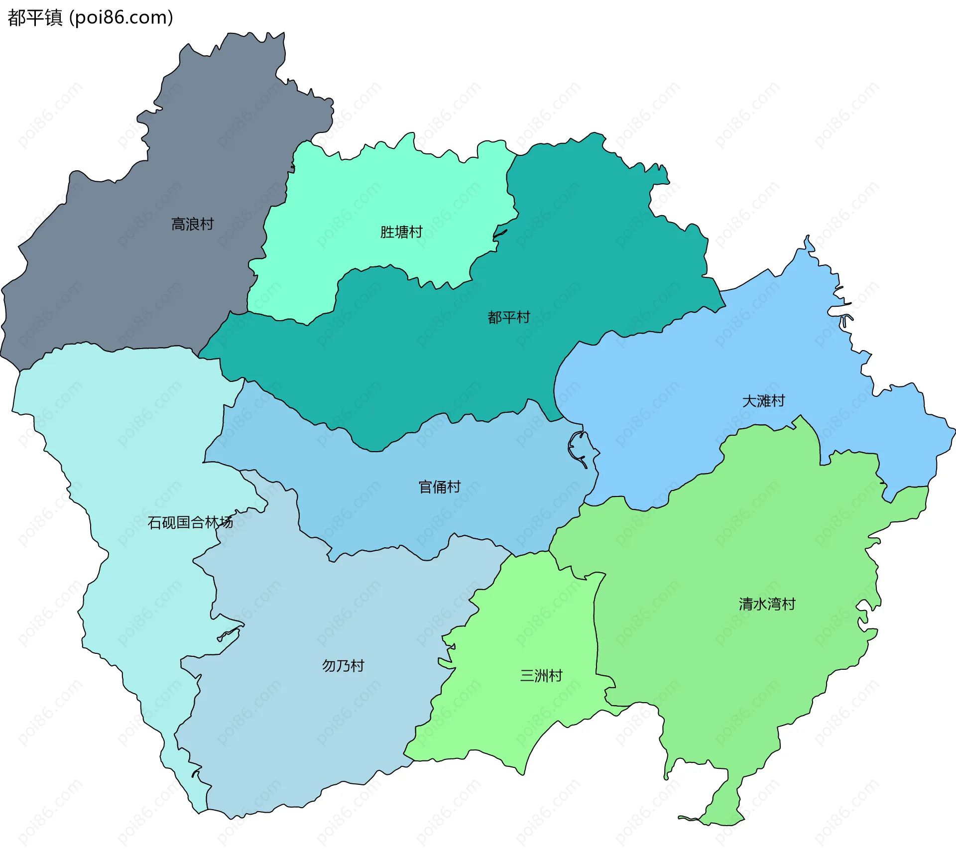 都平镇边界地图(五级行政区划)