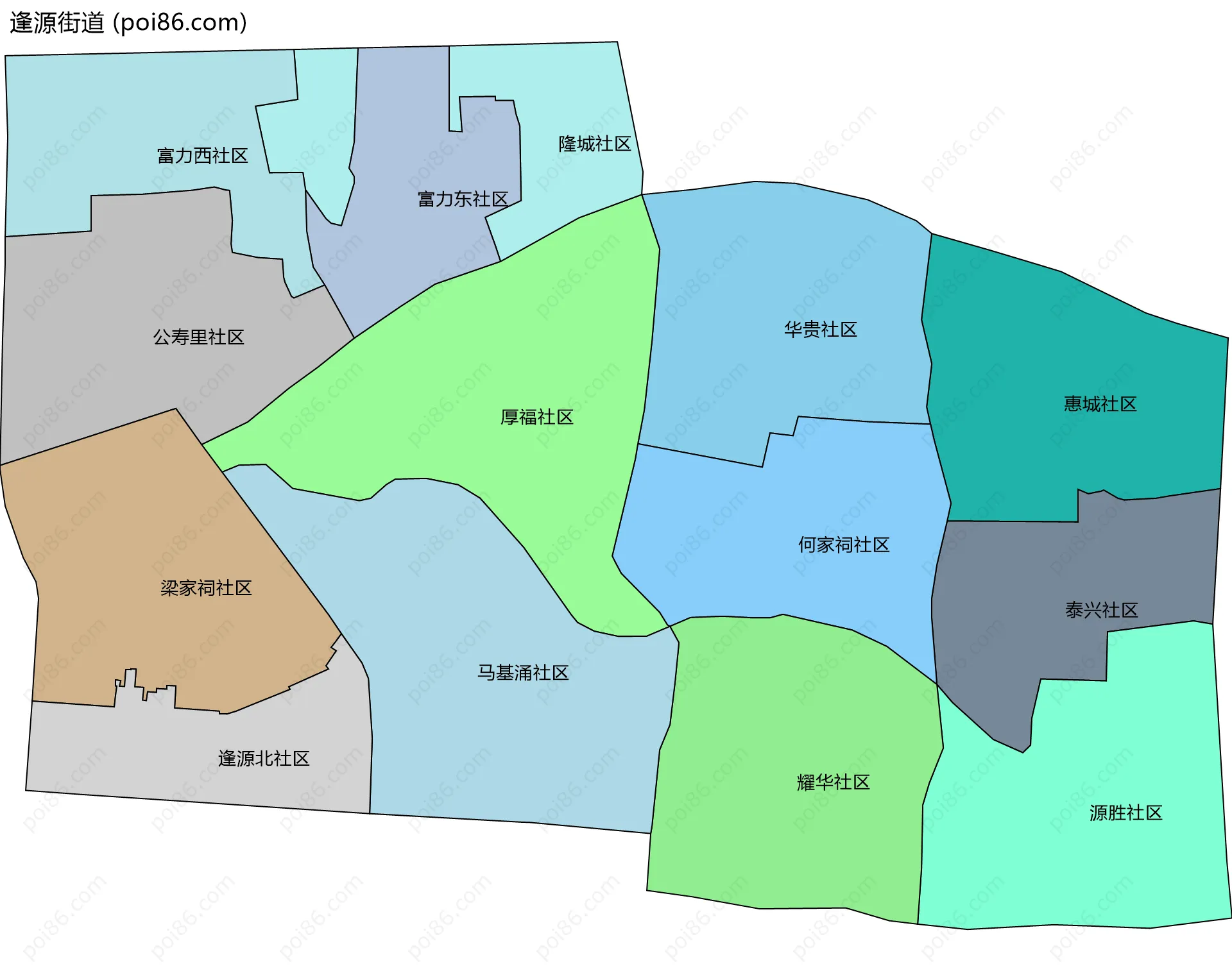 逢源街道边界地图(五级行政区划)