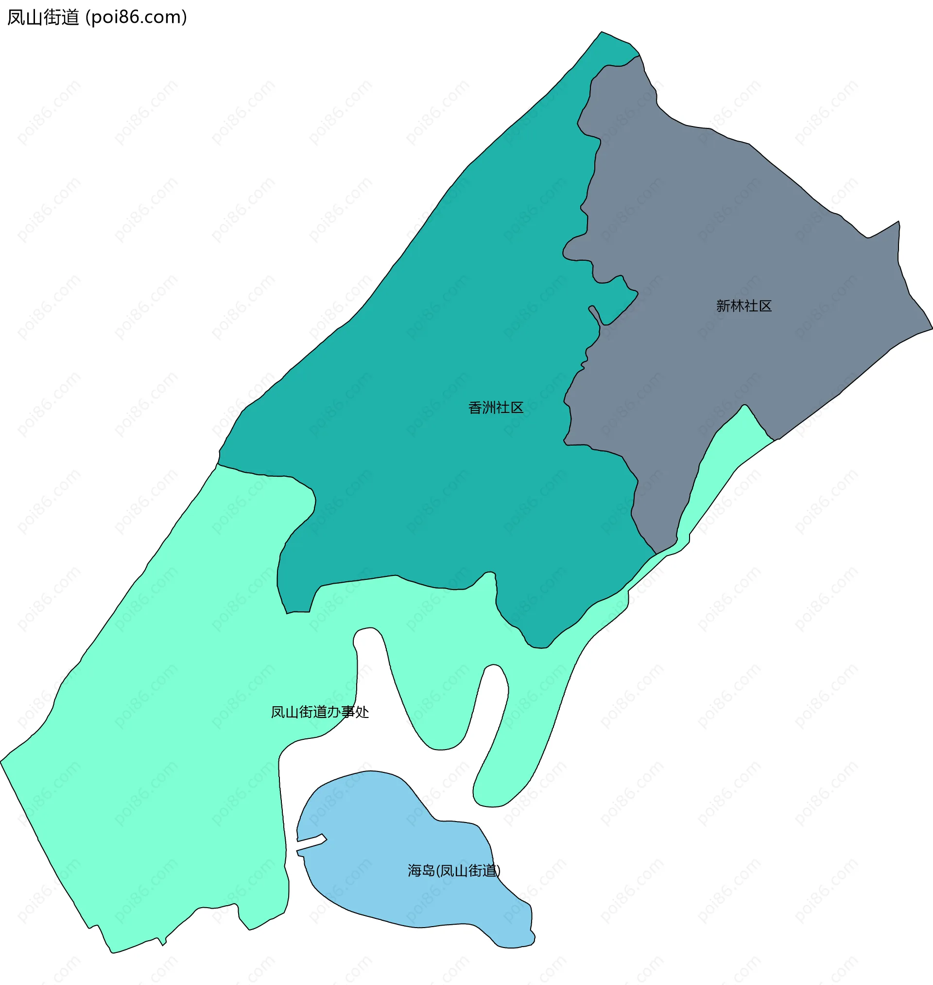 凤山街道边界地图(五级行政区划)