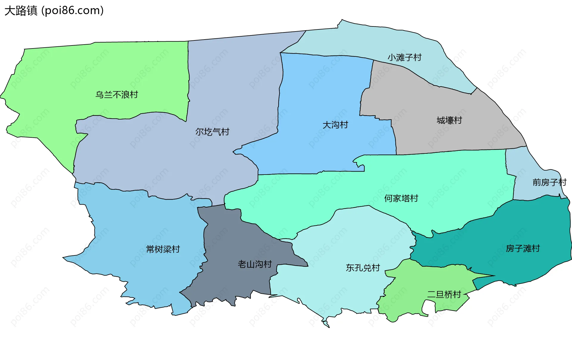 大路镇边界地图(五级行政区划)