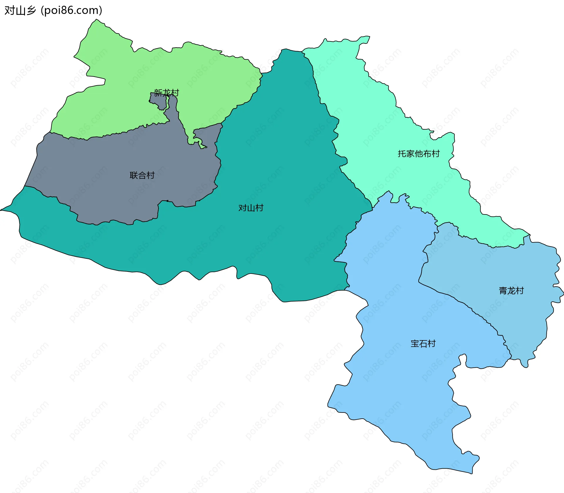 对山乡边界地图(五级行政区划)