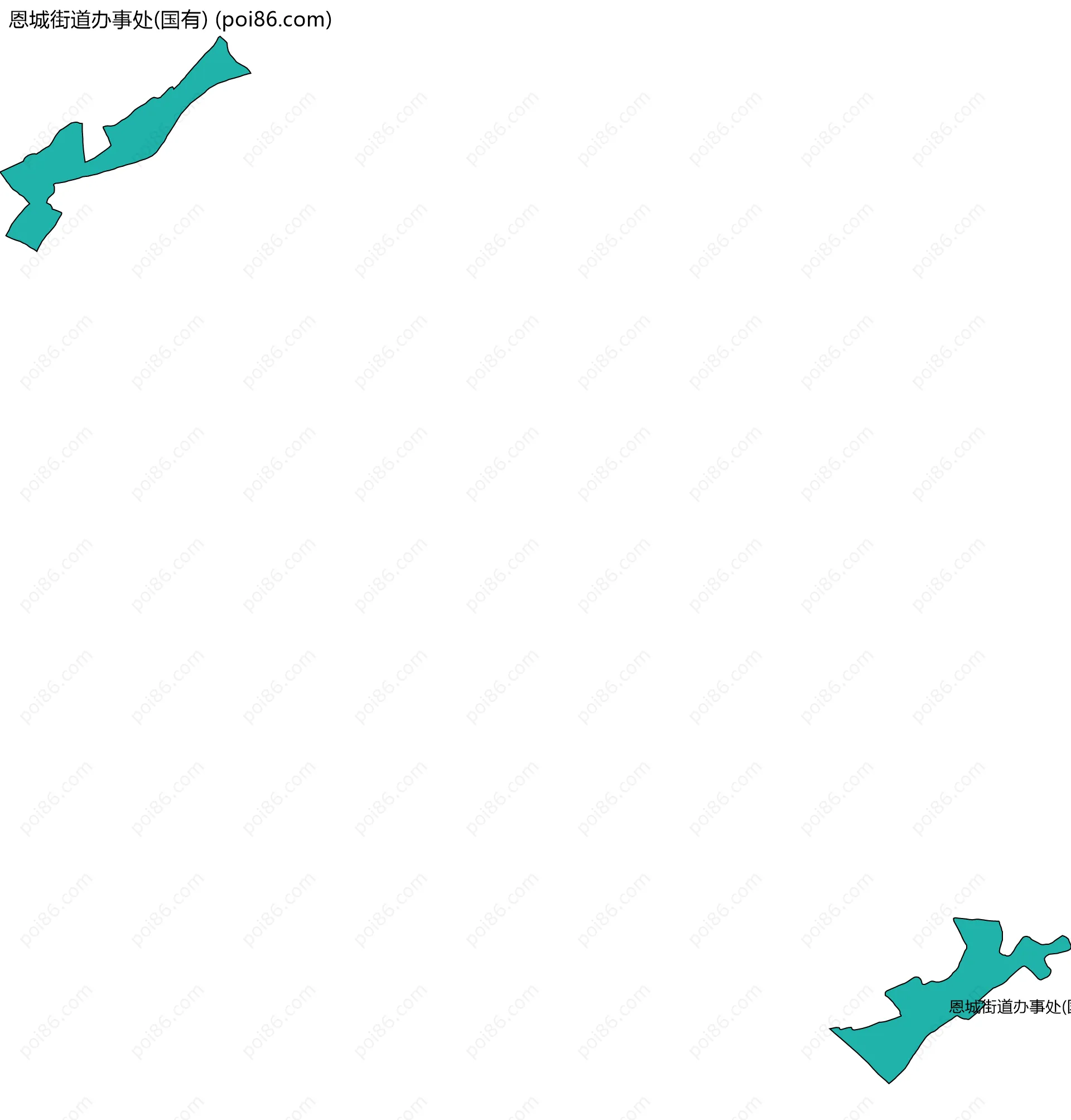 恩城街道办事处(国有)边界地图