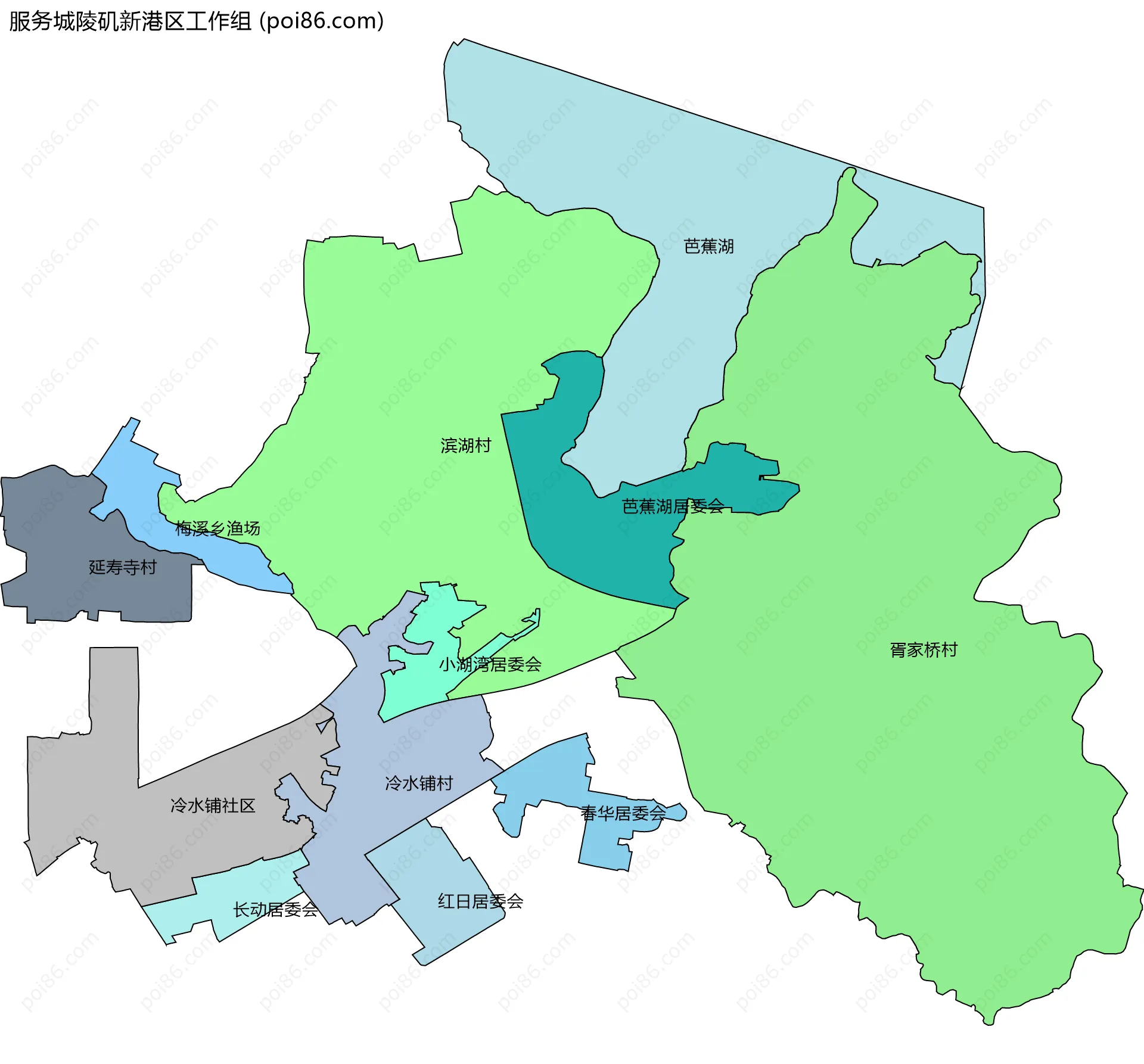 服务城陵矶新港区工作组边界地图(五级行政区划)