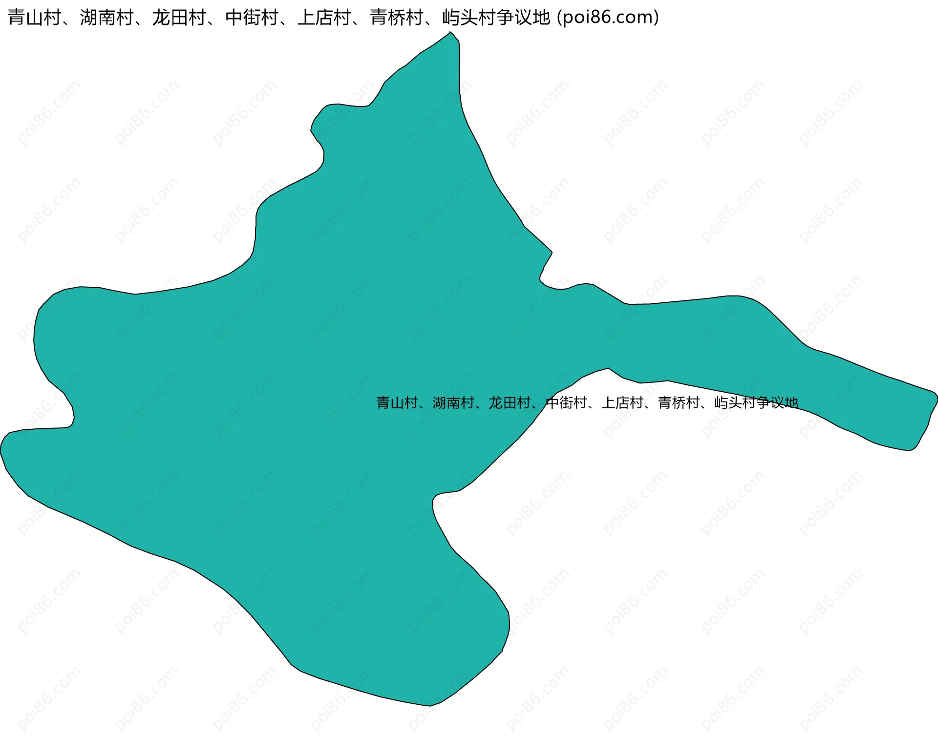 青山村、湖南村、龙田村、中街村、上店村、青桥村、屿头村争议地边界地图