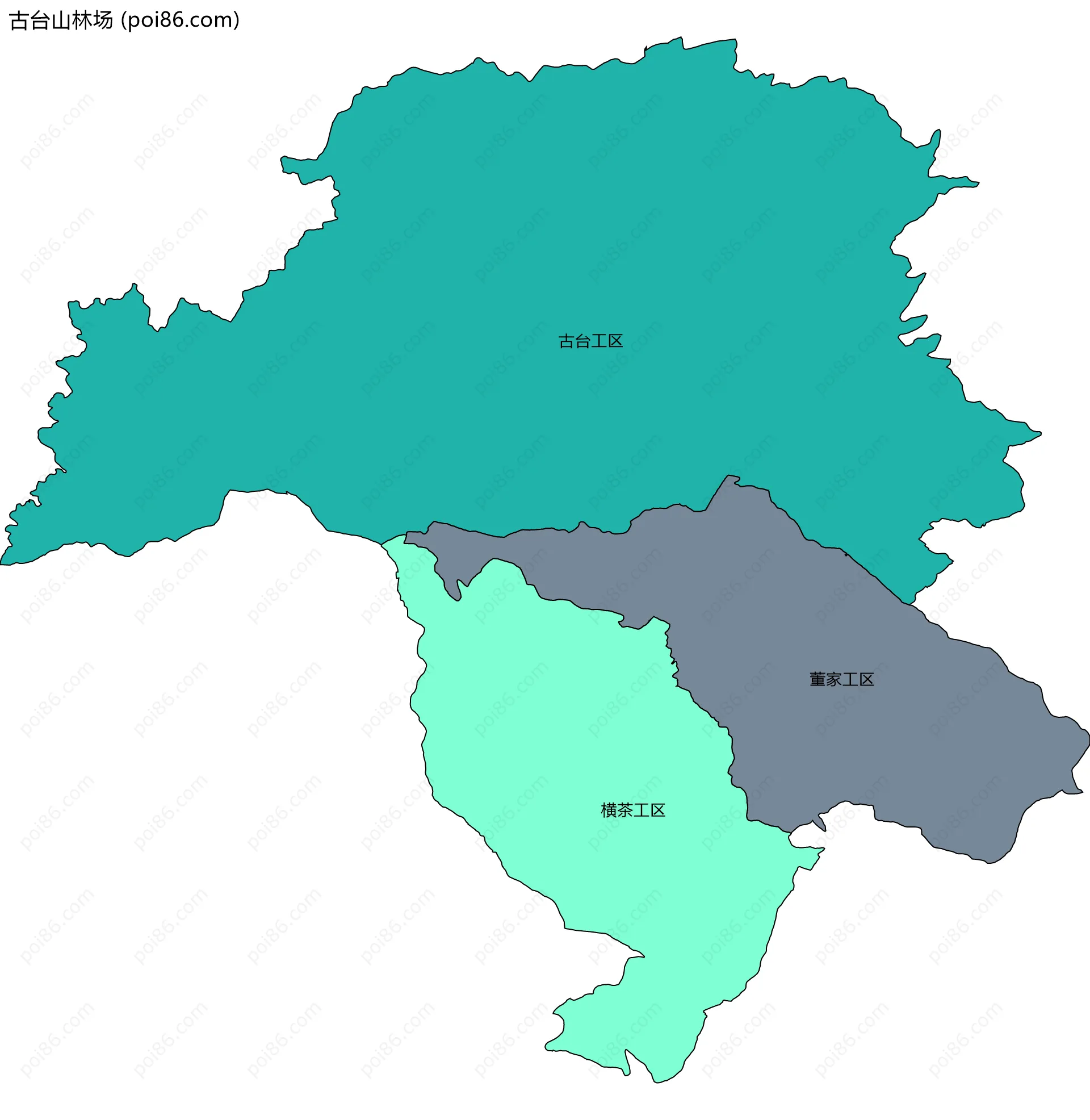 古台山林场边界地图(五级行政区划)