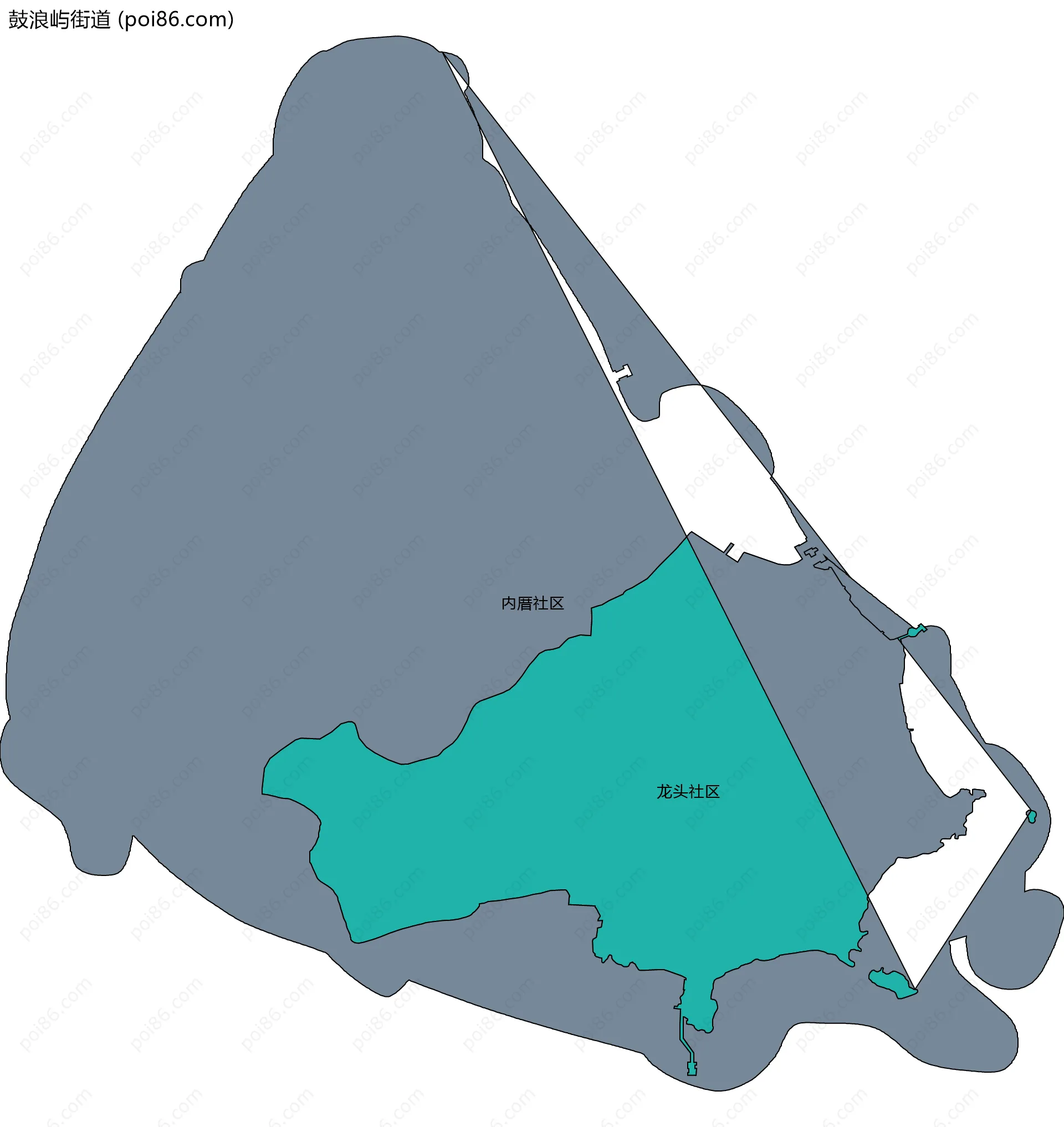 鼓浪屿街道边界地图(五级行政区划)