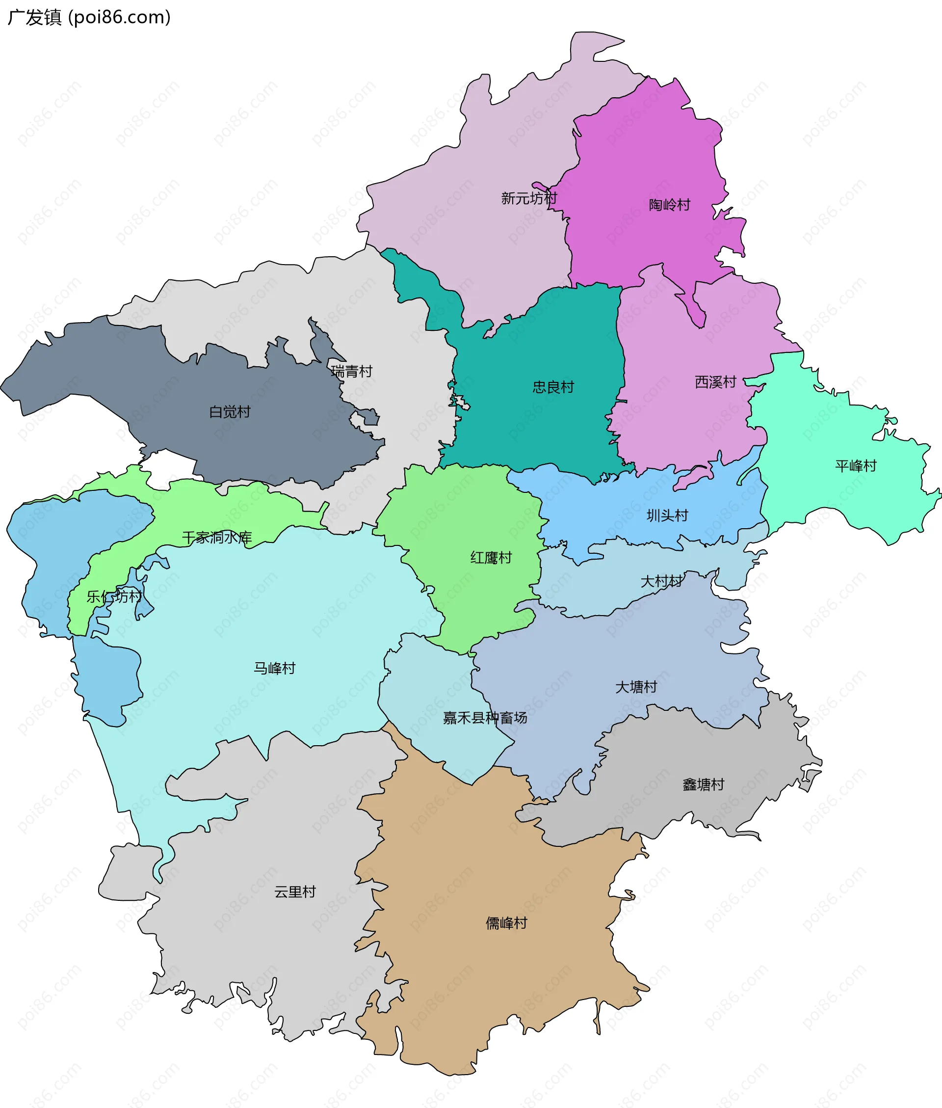 广发镇边界地图(五级行政区划)