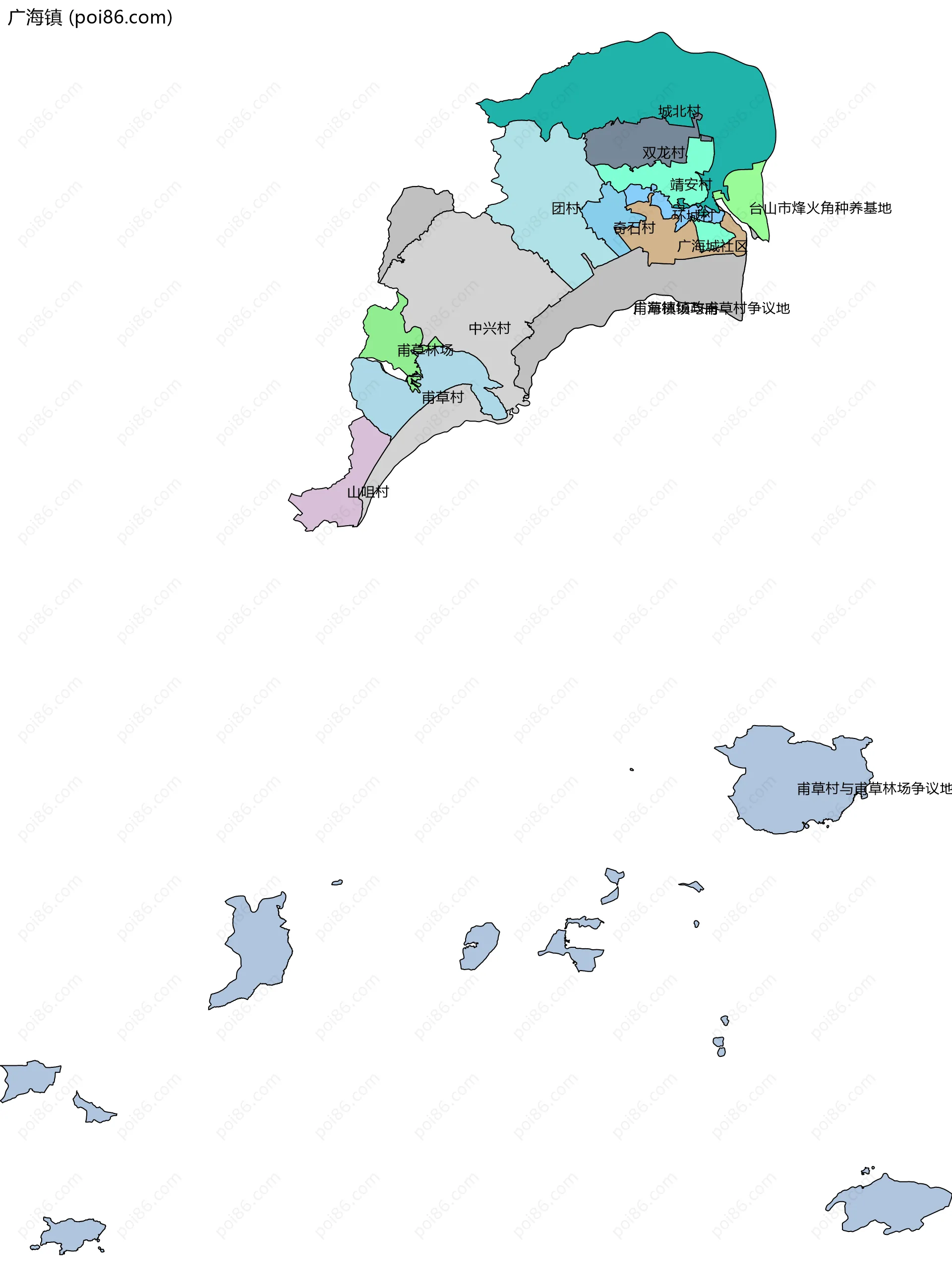 广海镇边界地图(五级行政区划)