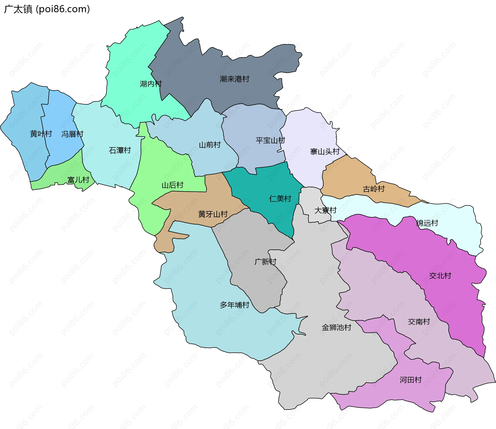 广太镇边界地图(五级行政区划)