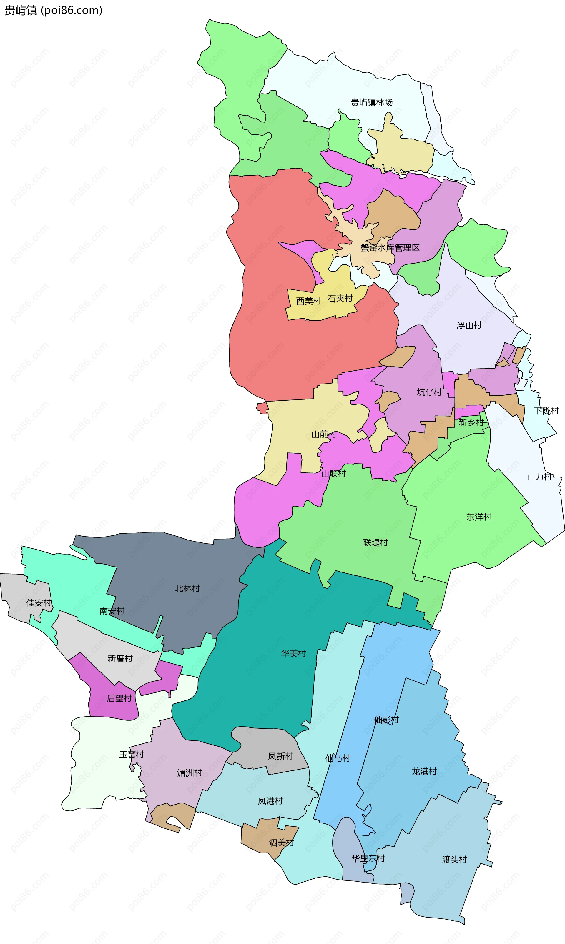 贵屿镇边界地图(五级行政区划)