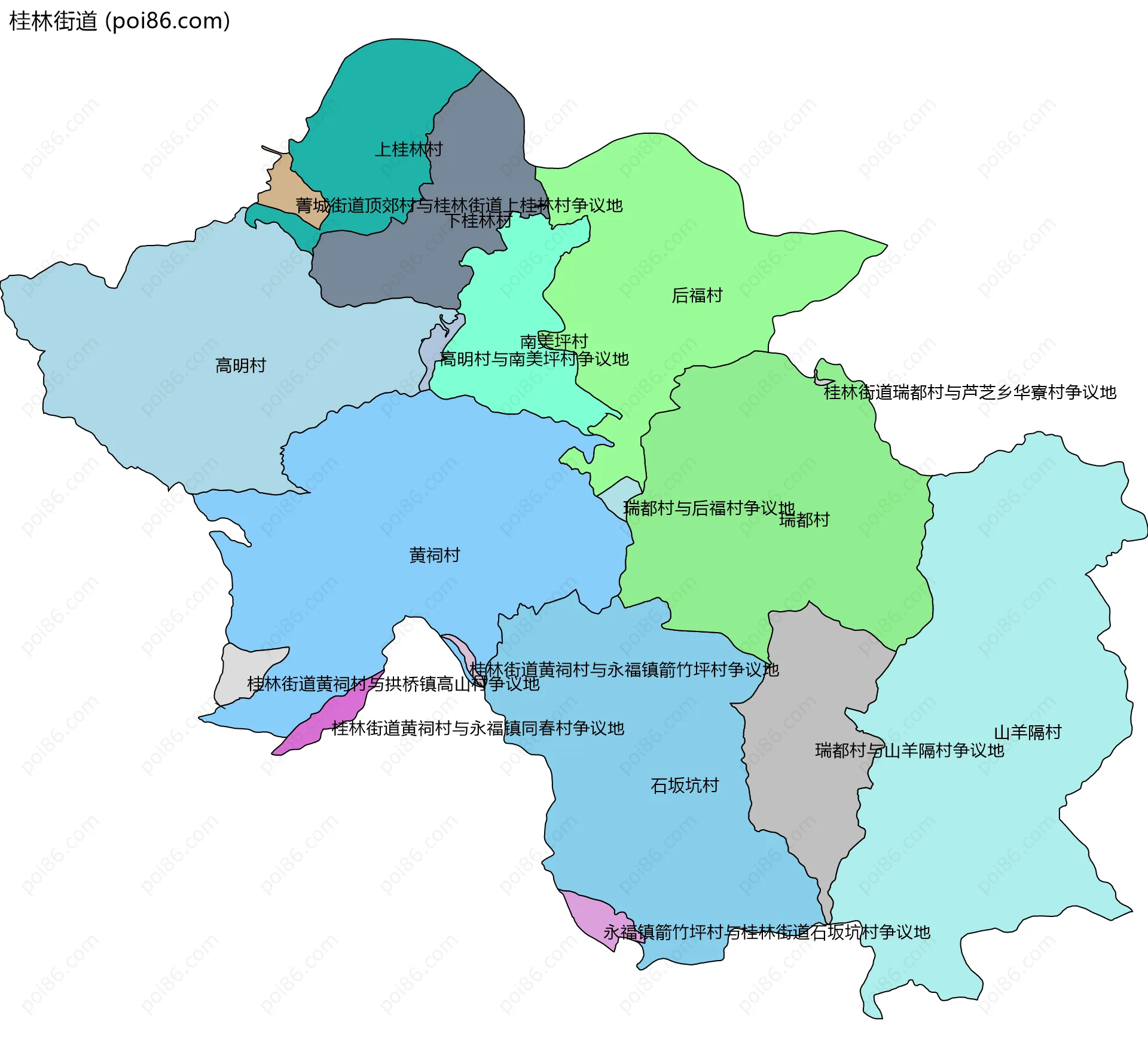 桂林街道边界地图(五级行政区划)