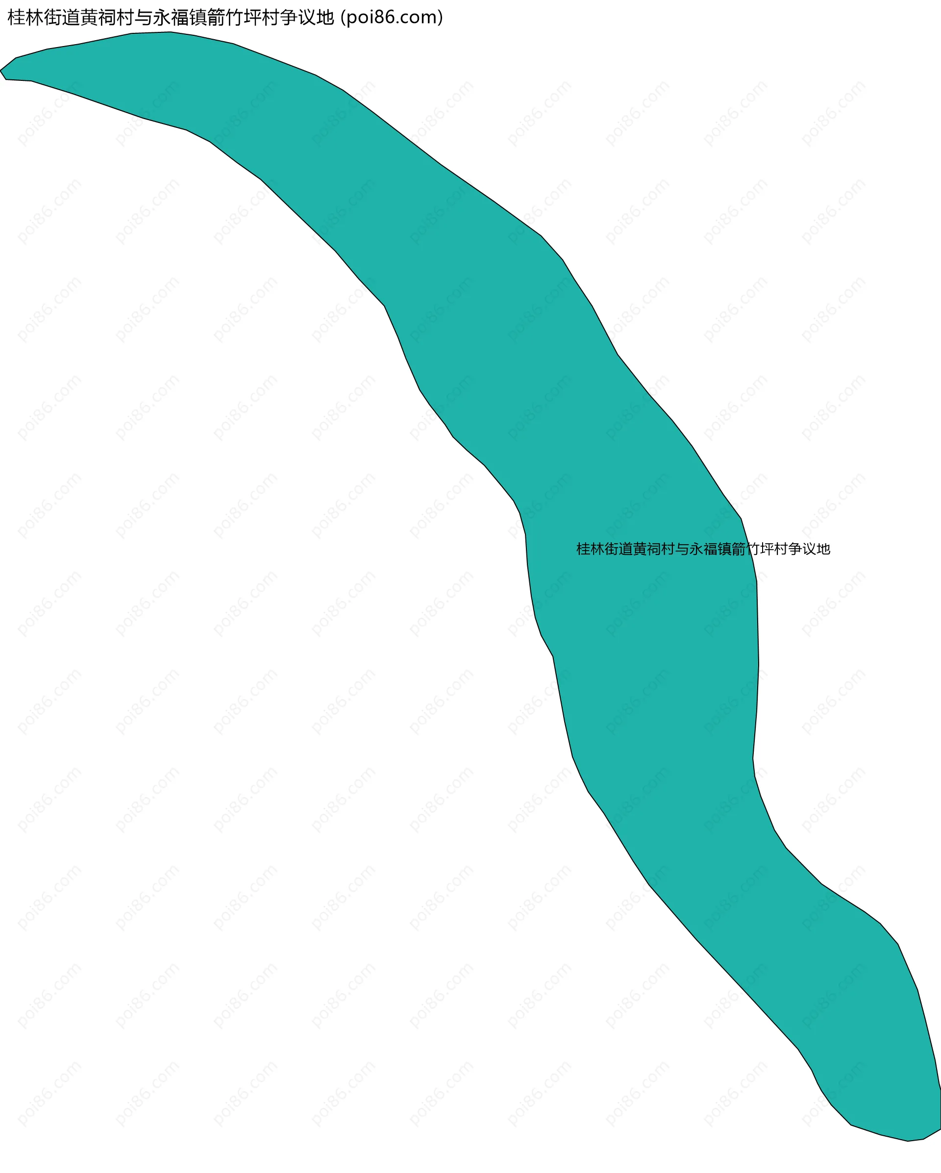 桂林街道黄祠村与永福镇箭竹坪村争议地边界地图