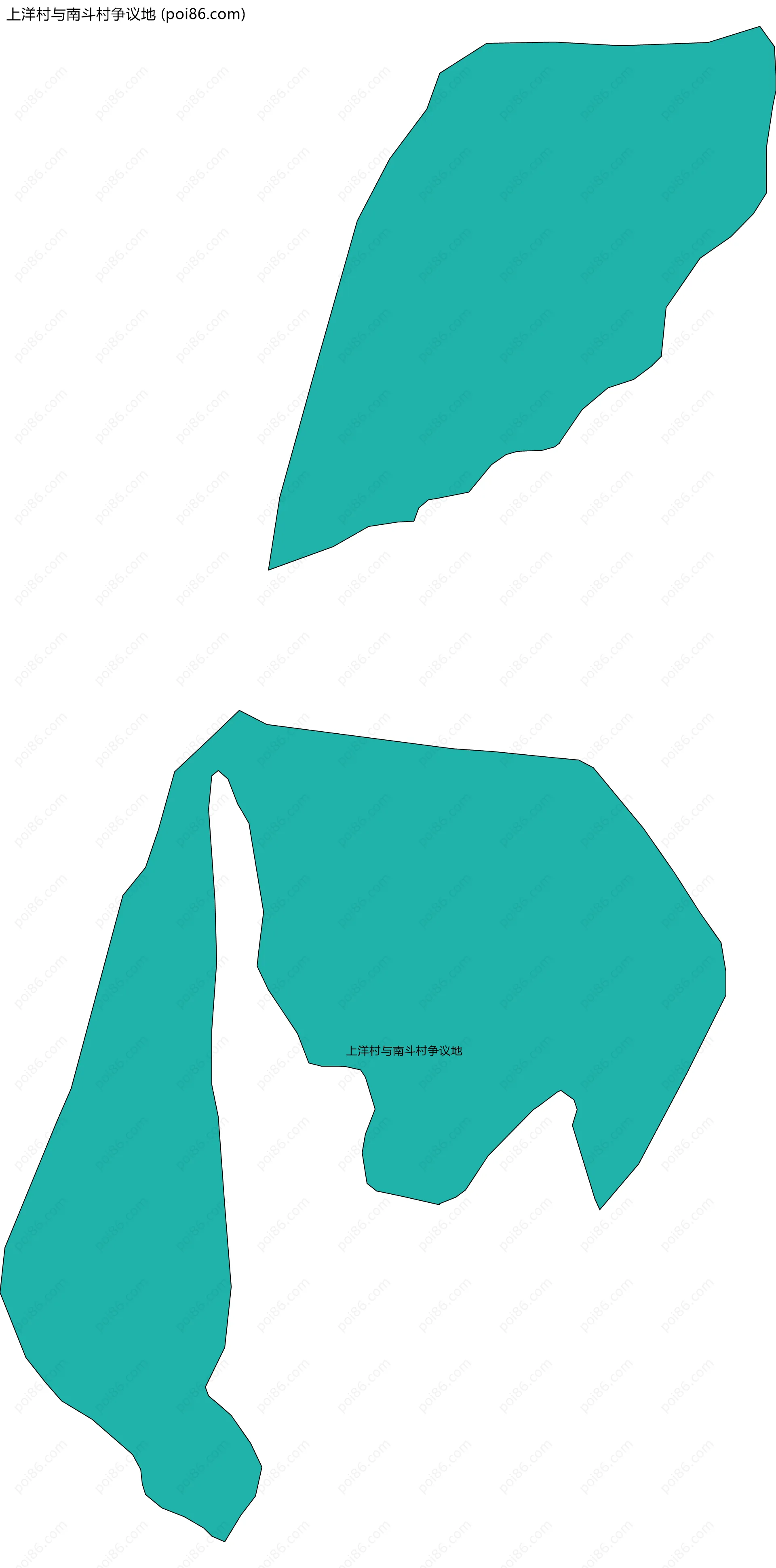 上洋村与南斗村争议地边界地图