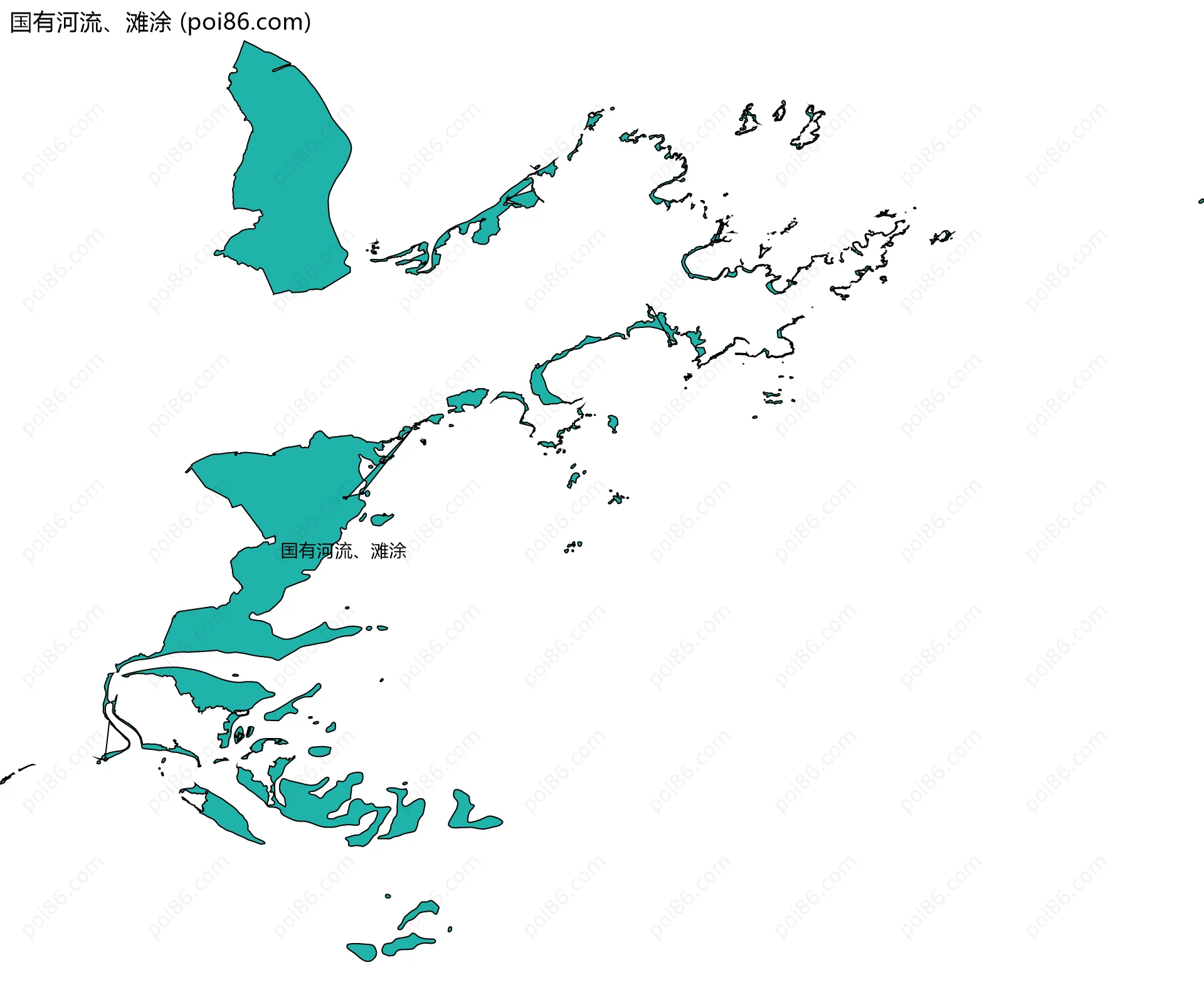 国有河流、滩涂边界地图(五级行政区划)