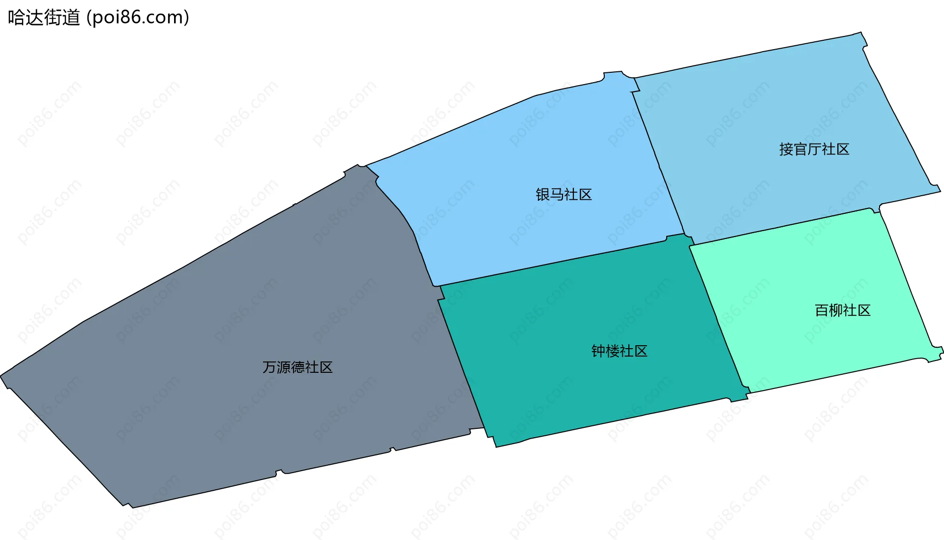 哈达街道边界地图(五级行政区划)