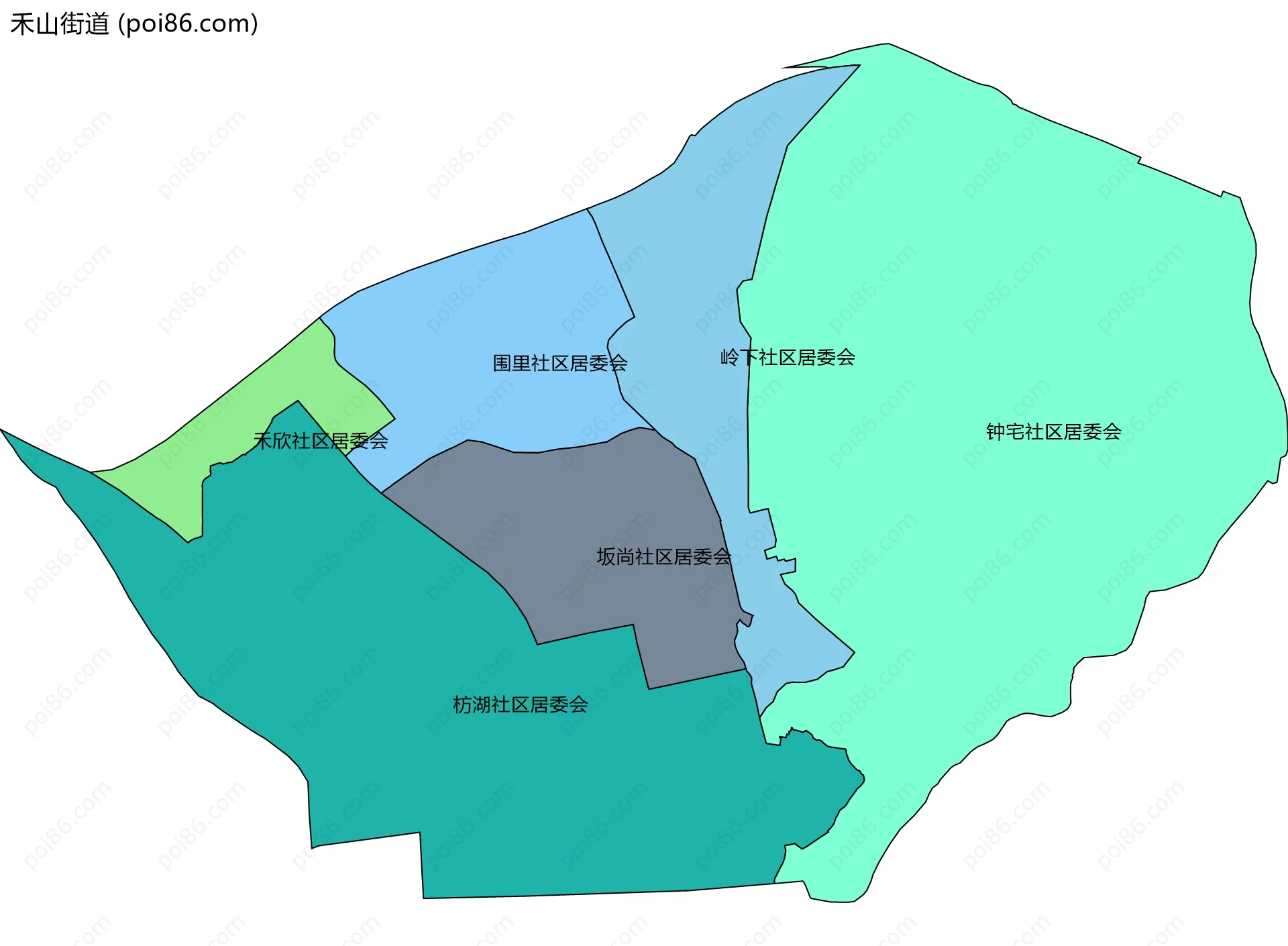 禾山街道边界地图(五级行政区划)