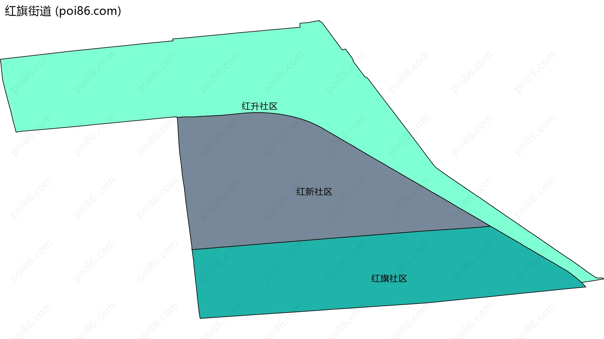 红旗街道边界地图(五级行政区划)