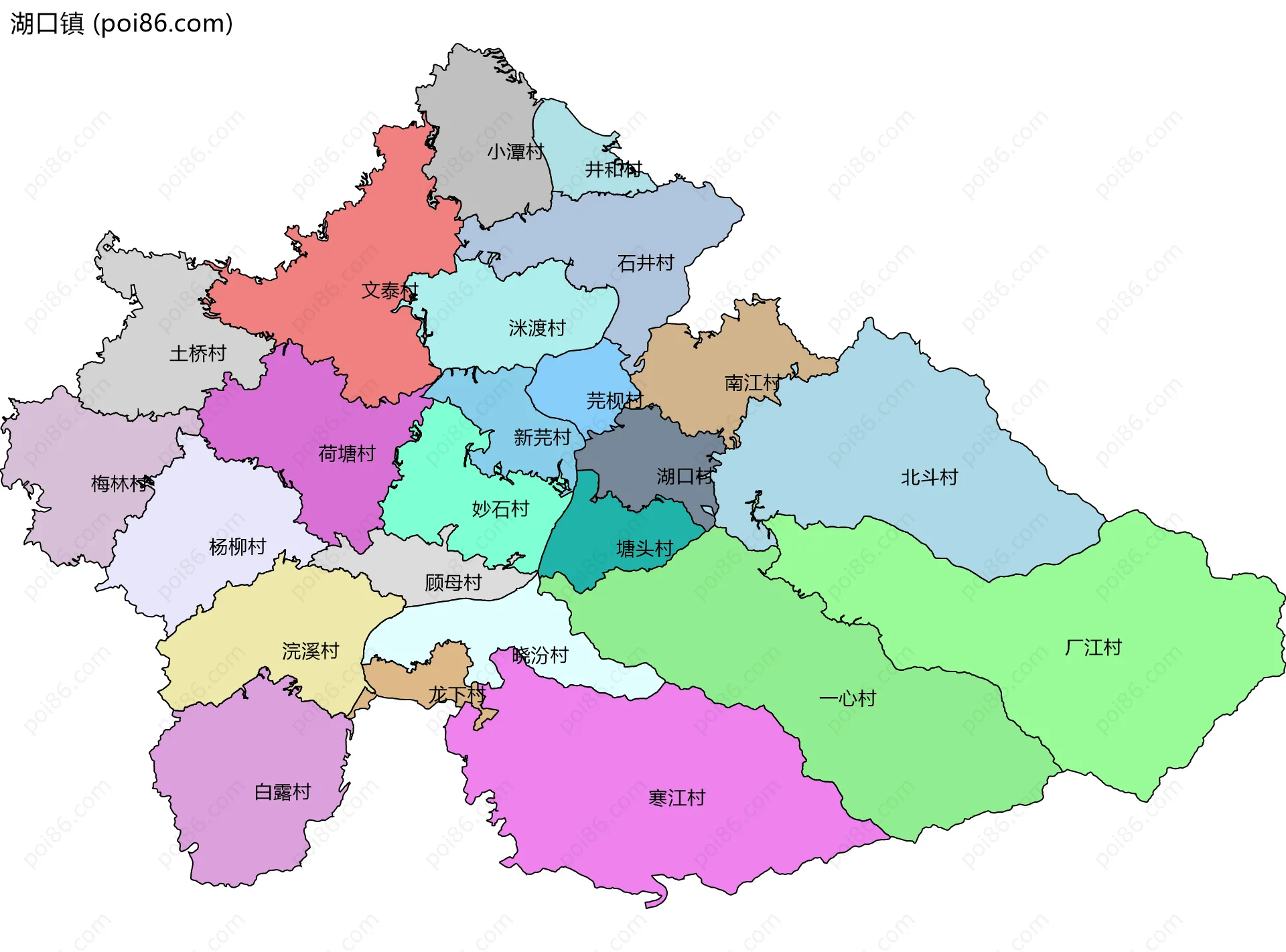 湖口镇边界地图(五级行政区划)