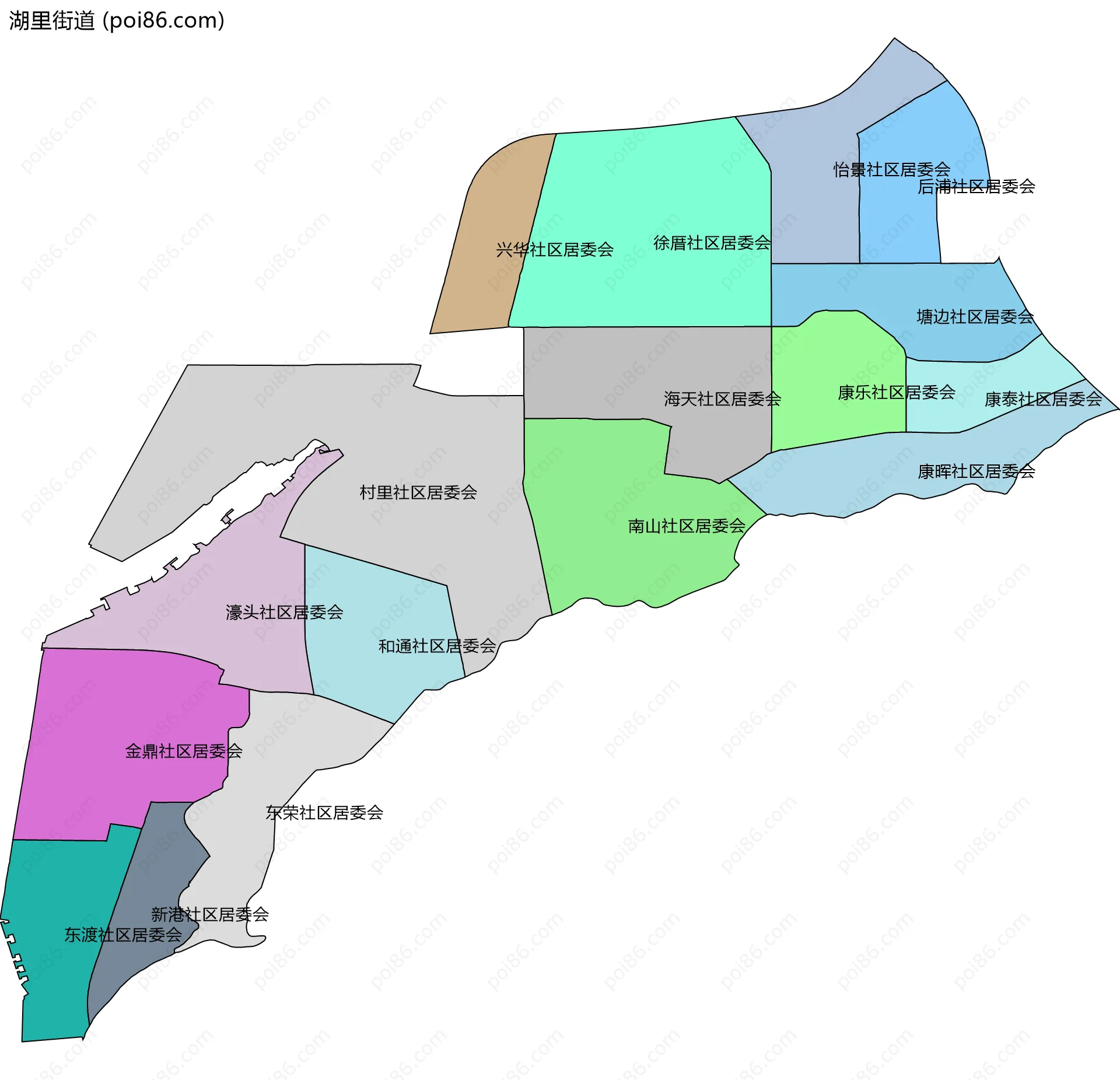 湖里街道边界地图(五级行政区划)