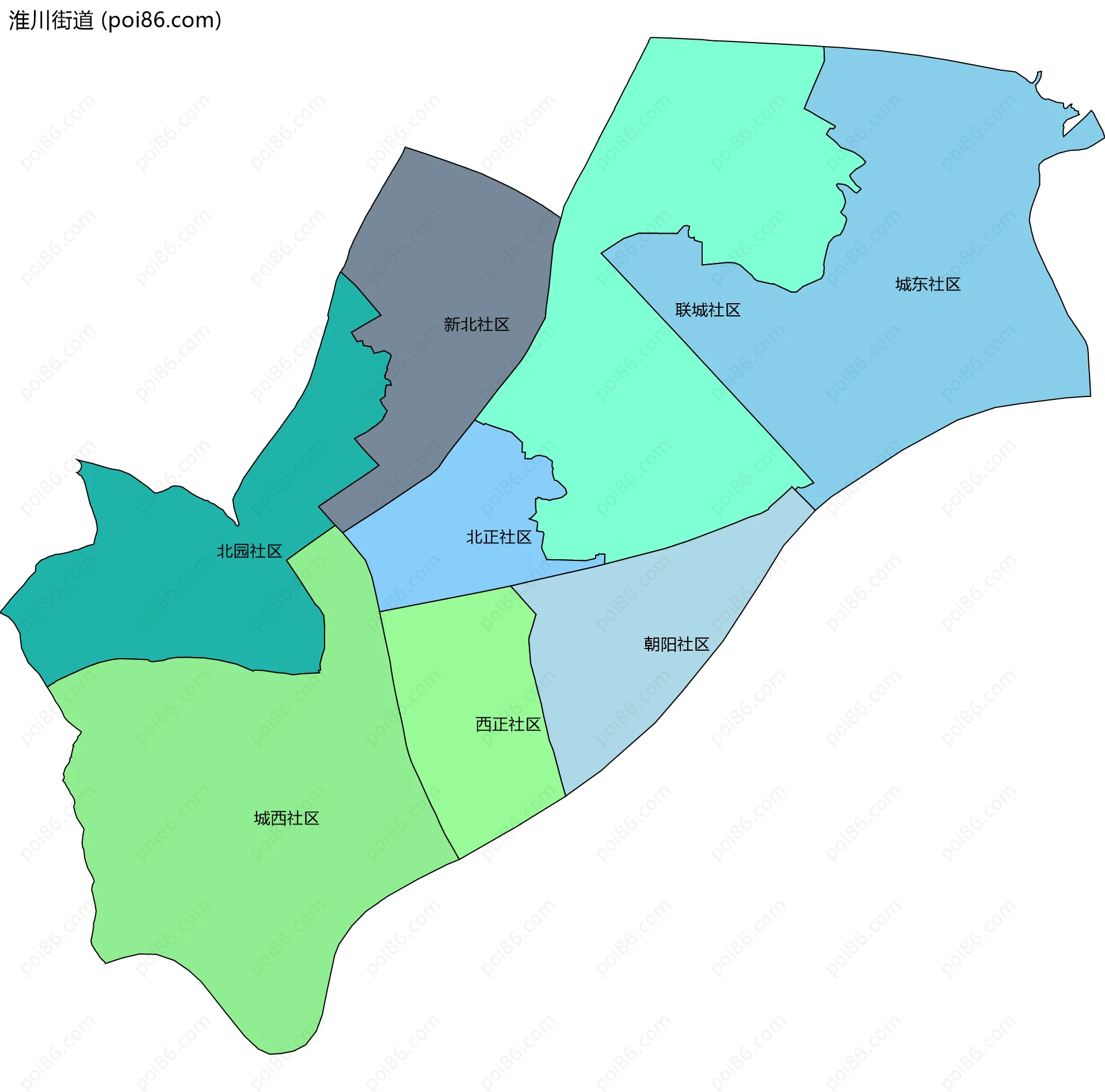 淮川街道边界地图(五级行政区划)