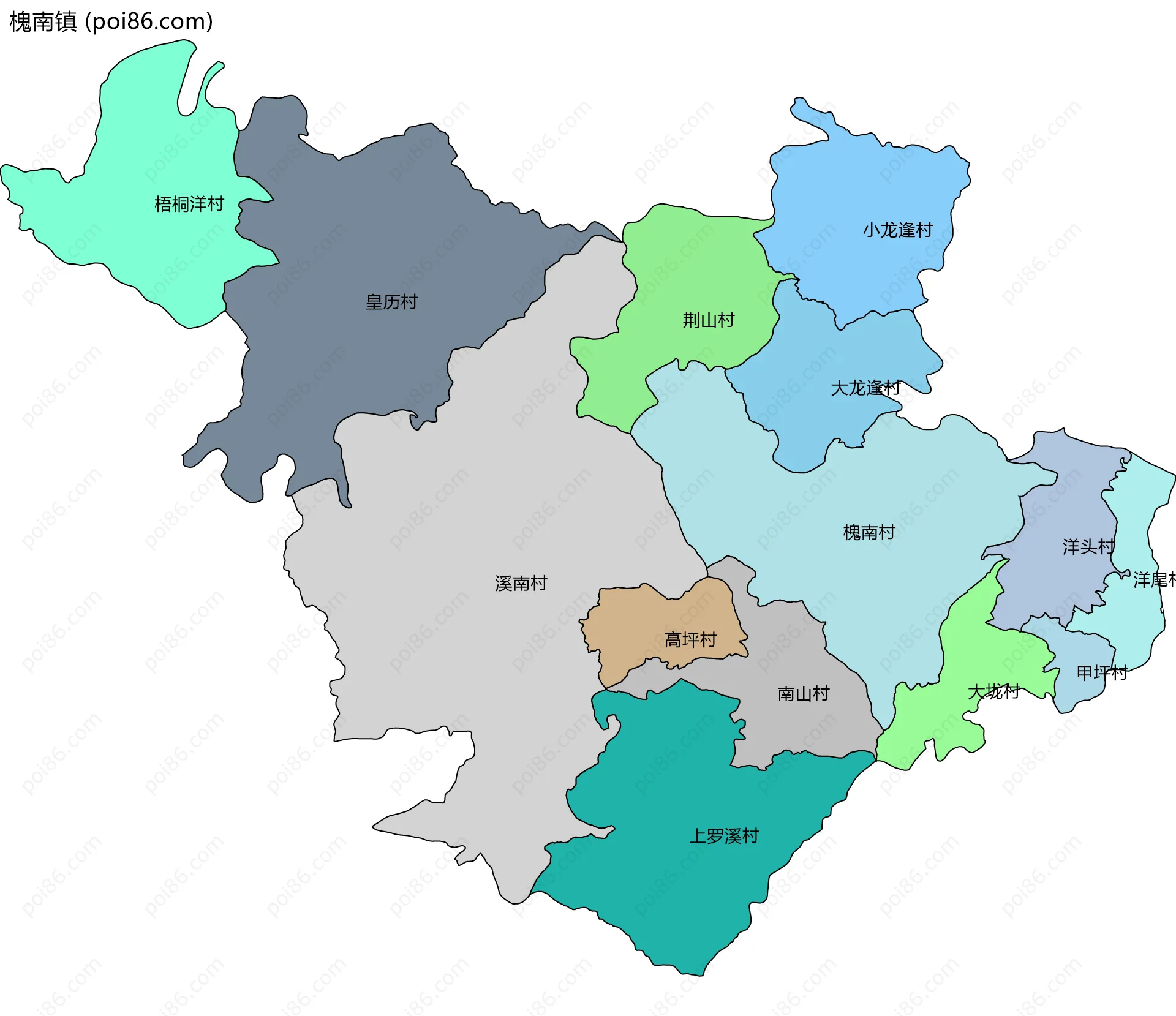 槐南镇边界地图(五级行政区划)