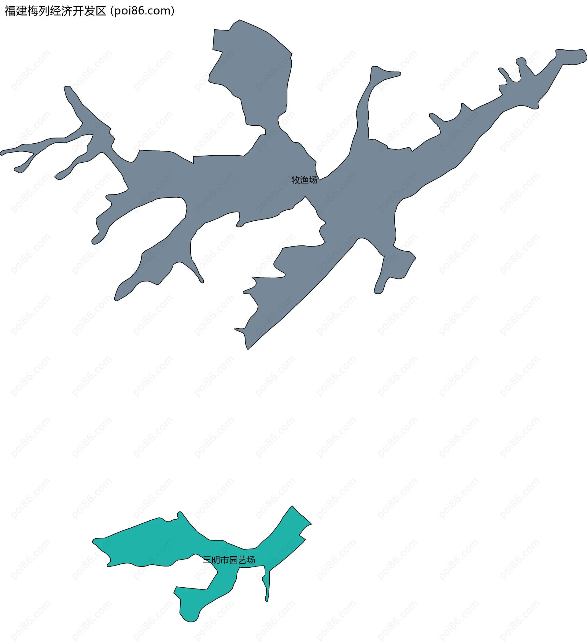 福建梅列经济开发区边界地图(五级行政区划)