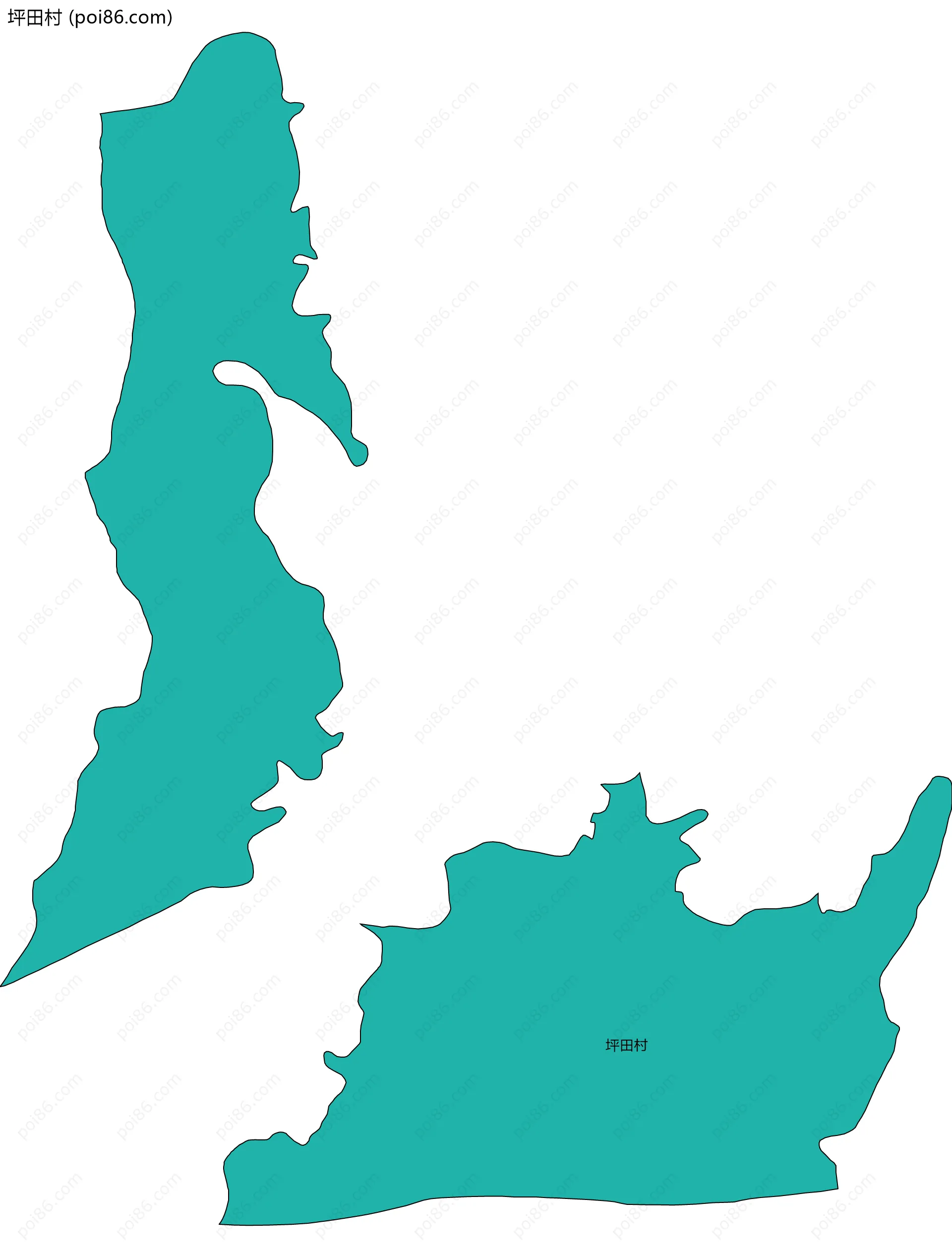 坪田村边界地图