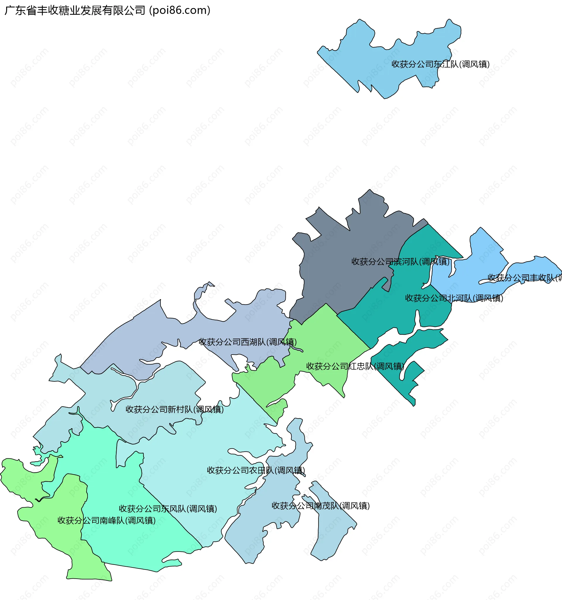 广东省丰收糖业发展有限公司边界地图(五级行政区划)