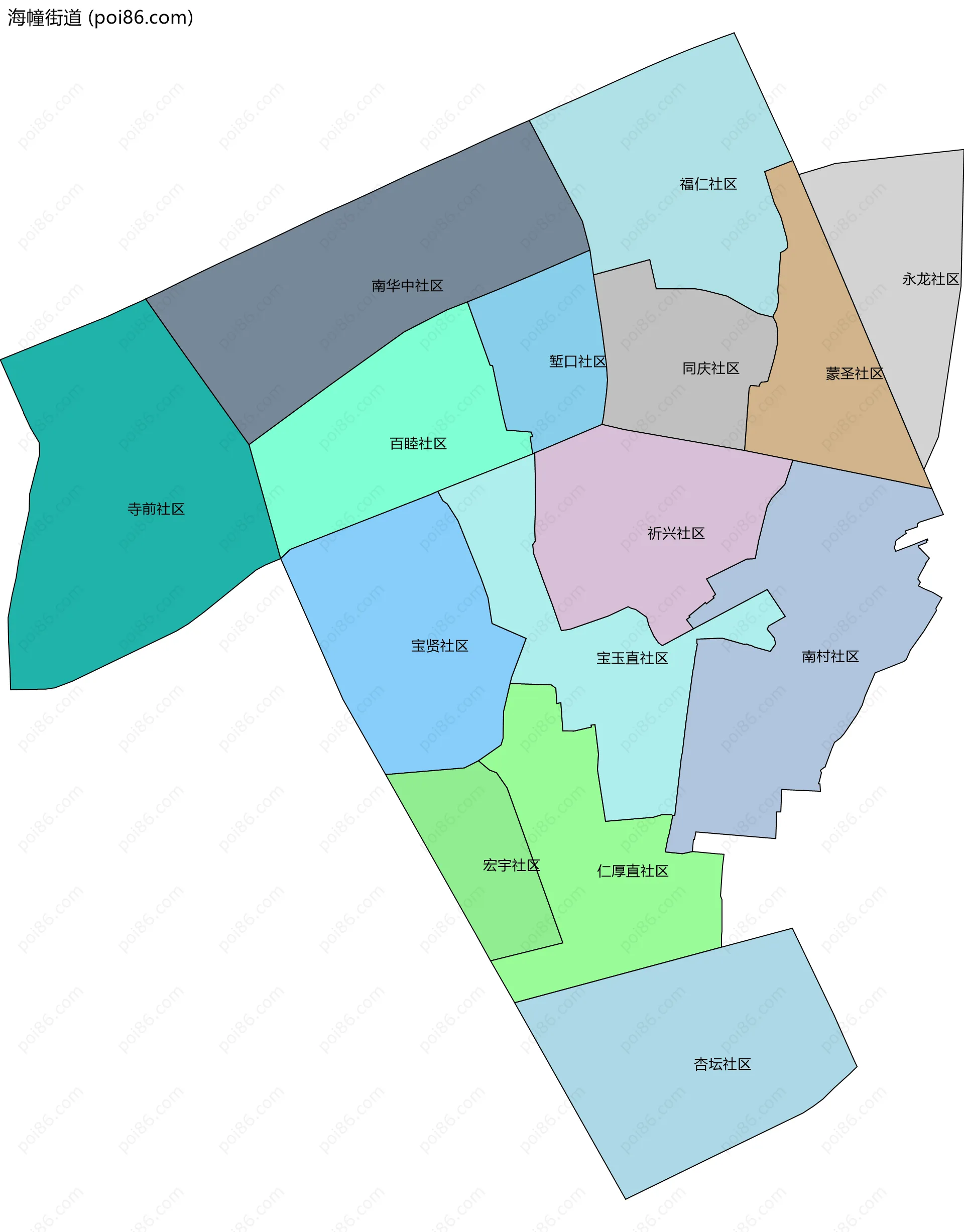 海幢街道边界地图(五级行政区划)