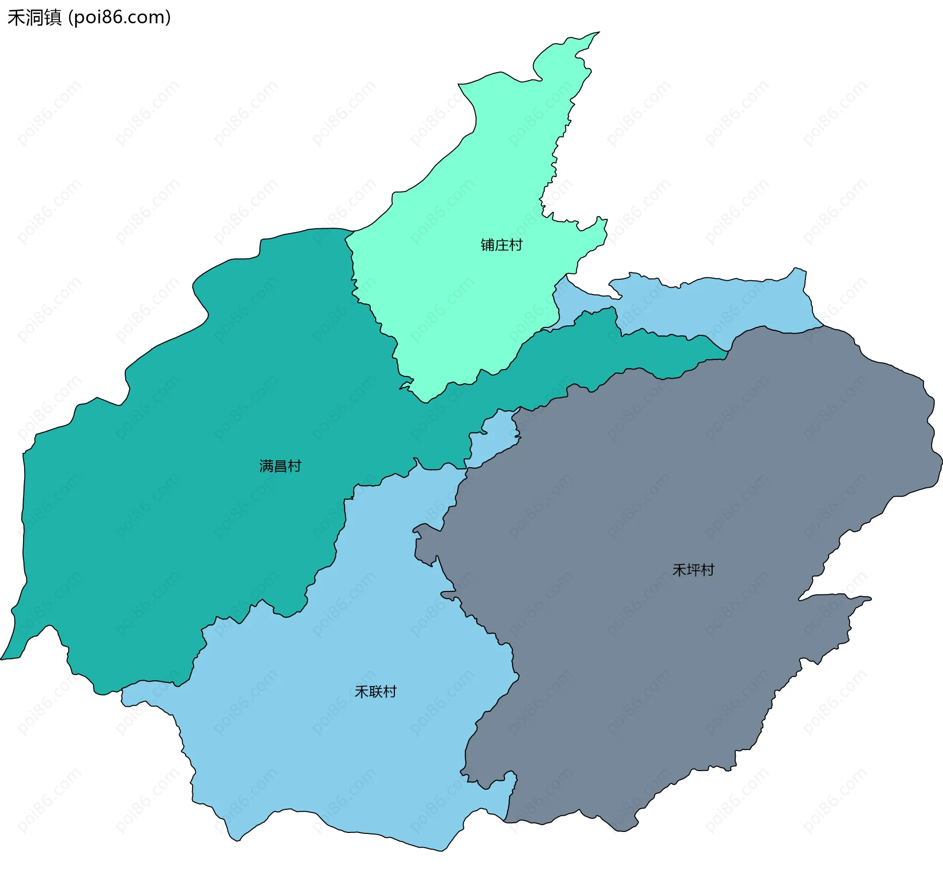 禾洞镇边界地图(五级行政区划)