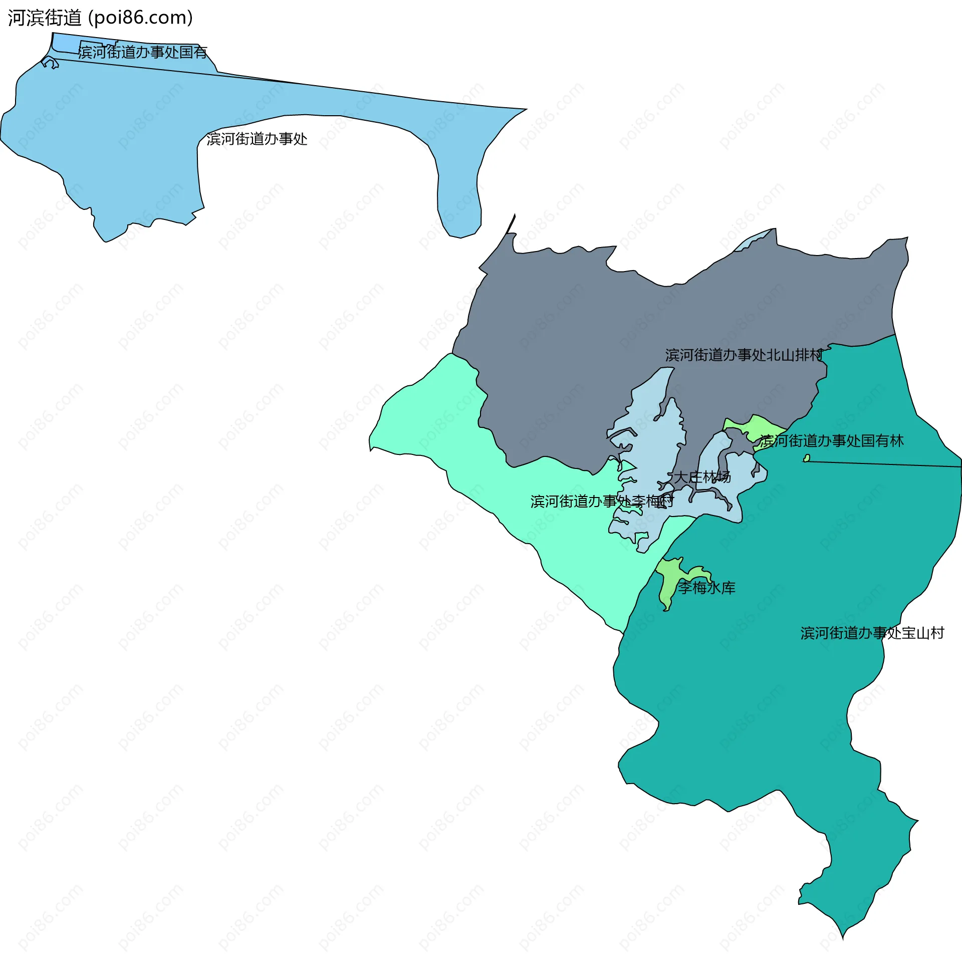 河滨街道边界地图(五级行政区划)